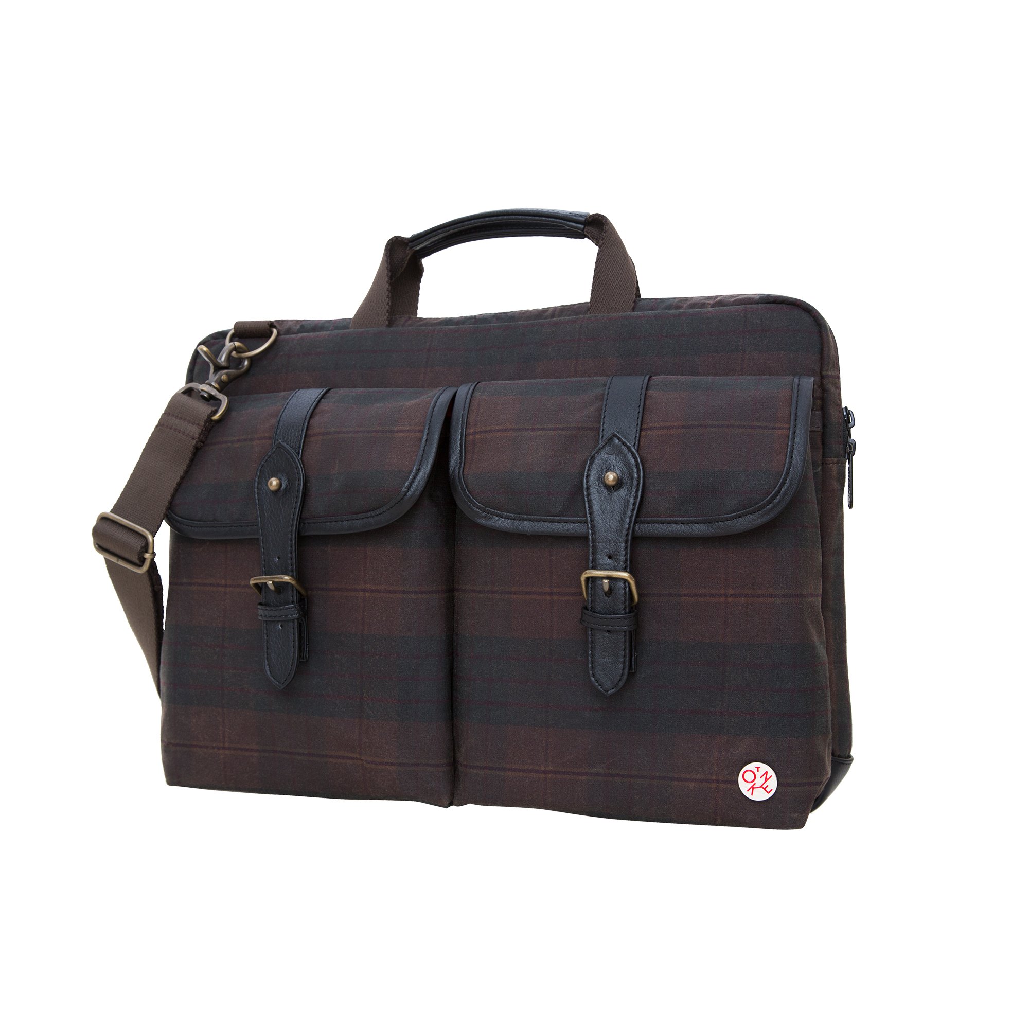 15 Inch Waxed Knickerbocker Laptop Bag - Plaid Design One Size - Perfect for Work, Travel & College