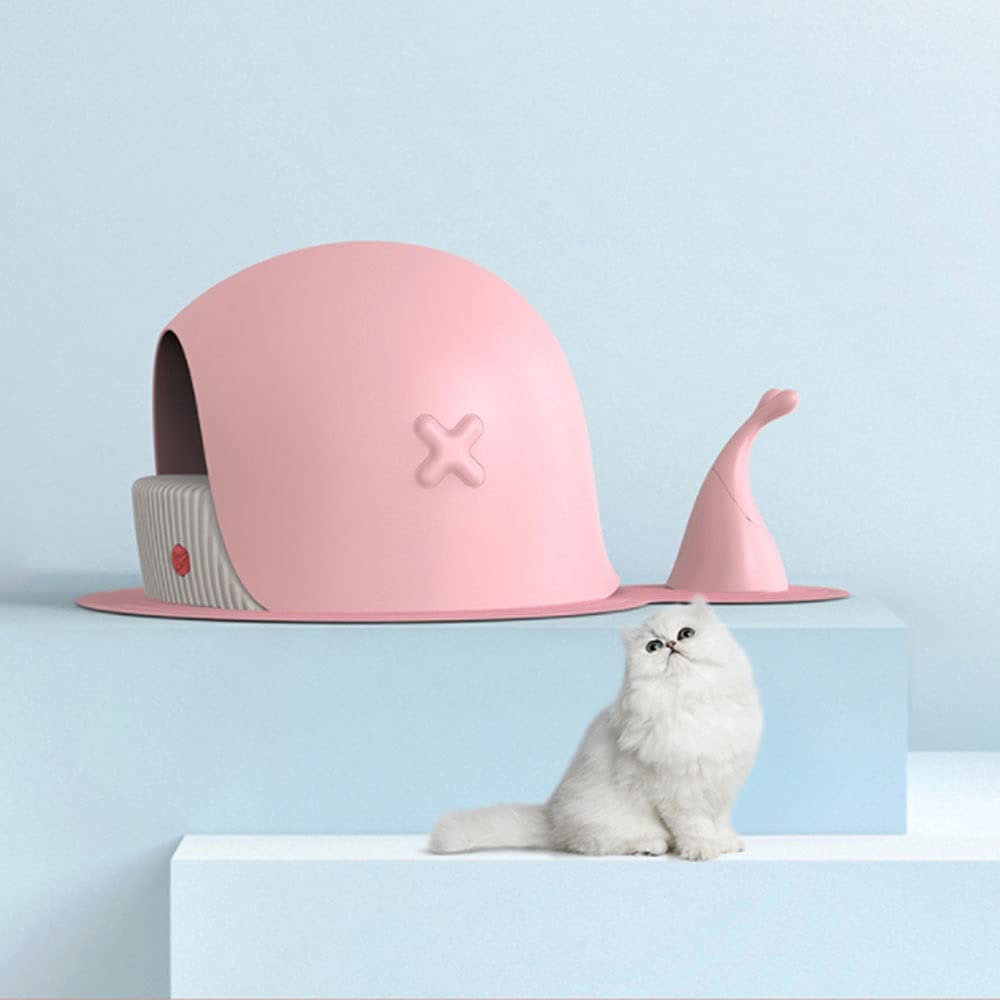 Whale-Shaped Cat Litter Box - Large Semi-Enclosed Design with Splash-Proof & Odor Control - Perfect for Small Spaces & Multi-Cat Homes - Essential Kitty Supplies for Indoor Cats