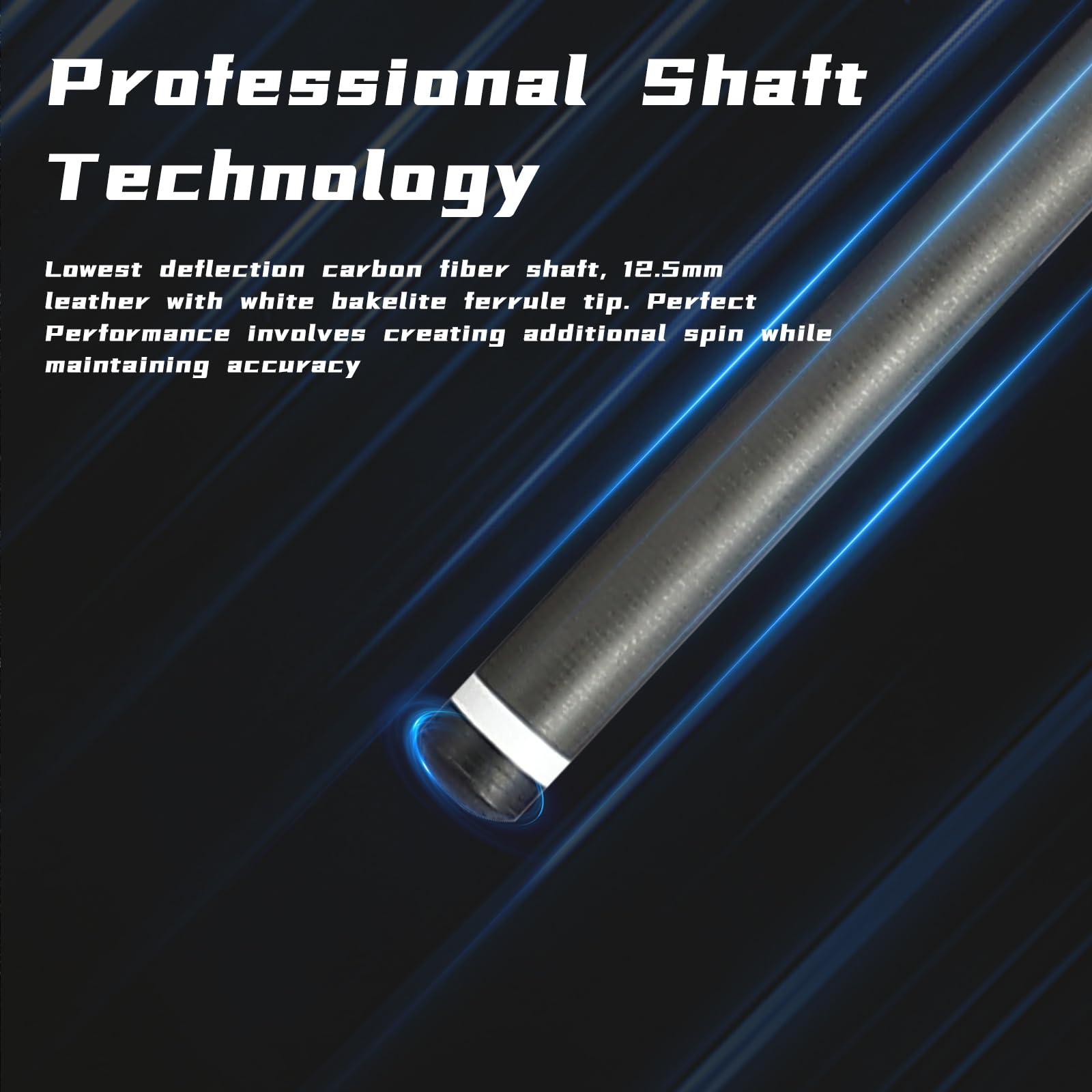 Premium Carbon Fiber Pool Cue Stick - 12.5mm Tip, 20OZ Weight, 58