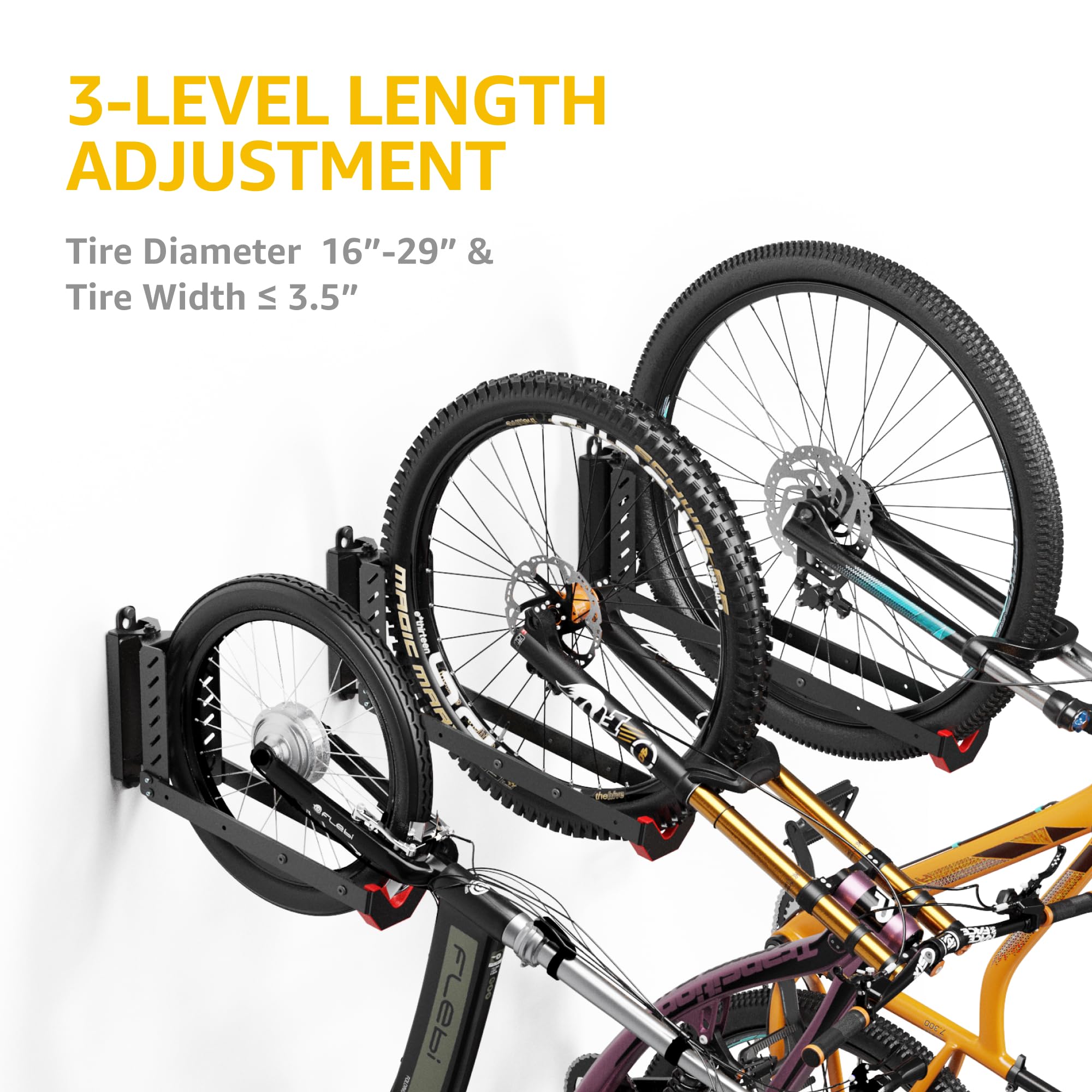 monTEK Swivel Bike Wall Mount - Heavy Duty 2 Pack, No Heavy Lifting Bike Hanger for Garage Storage, Space Saving Bike Rack Holds Up to 77 lbs - Perfect for Small Apartments, Cycling Enthusiasts & Home Gym Organization