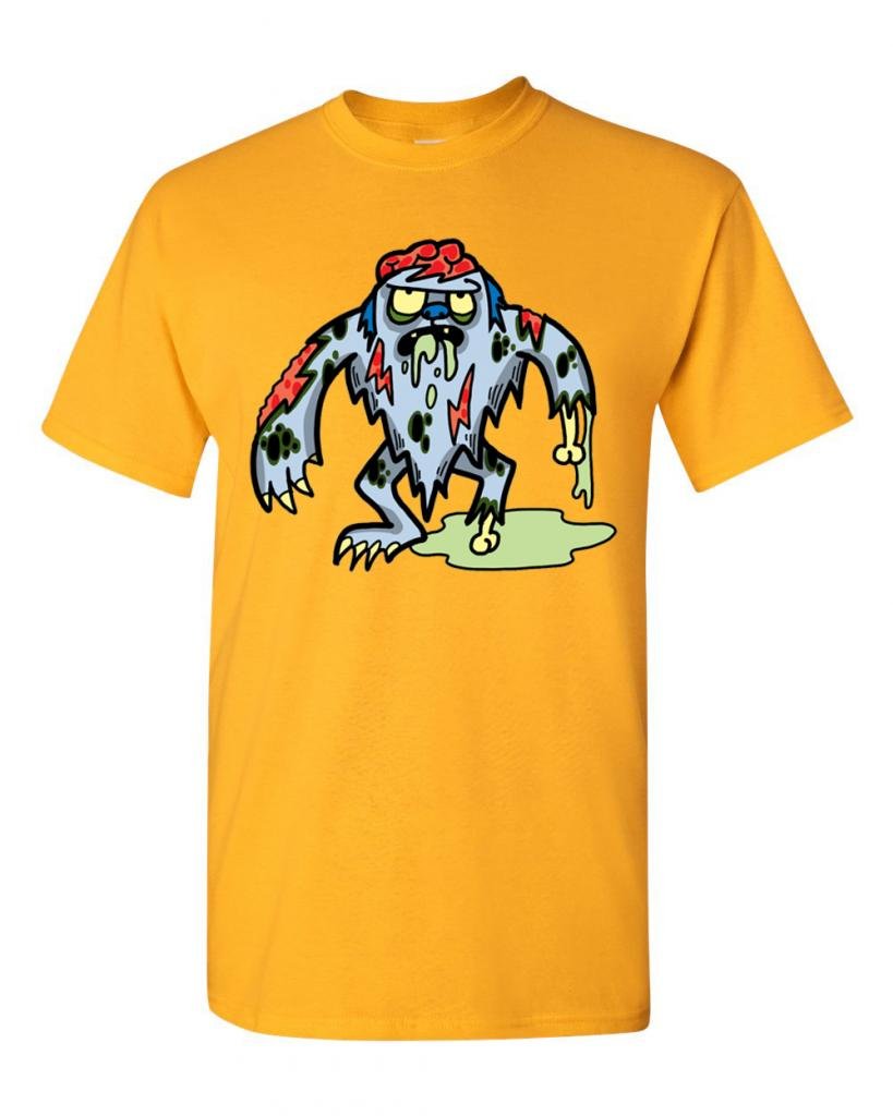 Zombie Yeti Undead Animals Graphic T-Shirt for Adults | Horror Theme Cotton Tee | Perfect for Halloween, Cosplay & Horror Fans