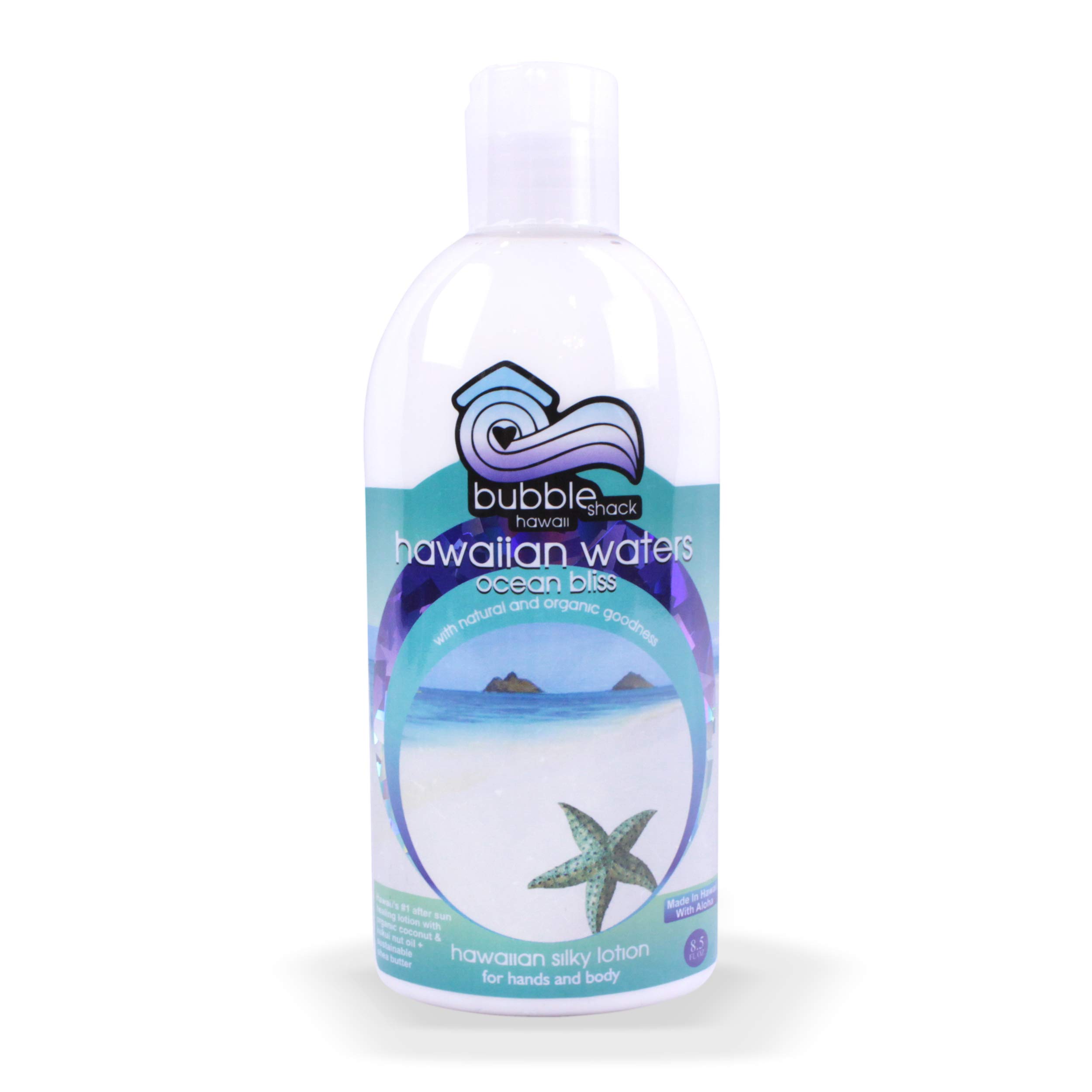 Bubble Shack Hawaiian Waters Ocean Bliss Body Lotion - 8oz Hydrating Moisturizer with Tropical Scent for Dry Skin | Perfect for Beach Days & Summer Skincare Routine