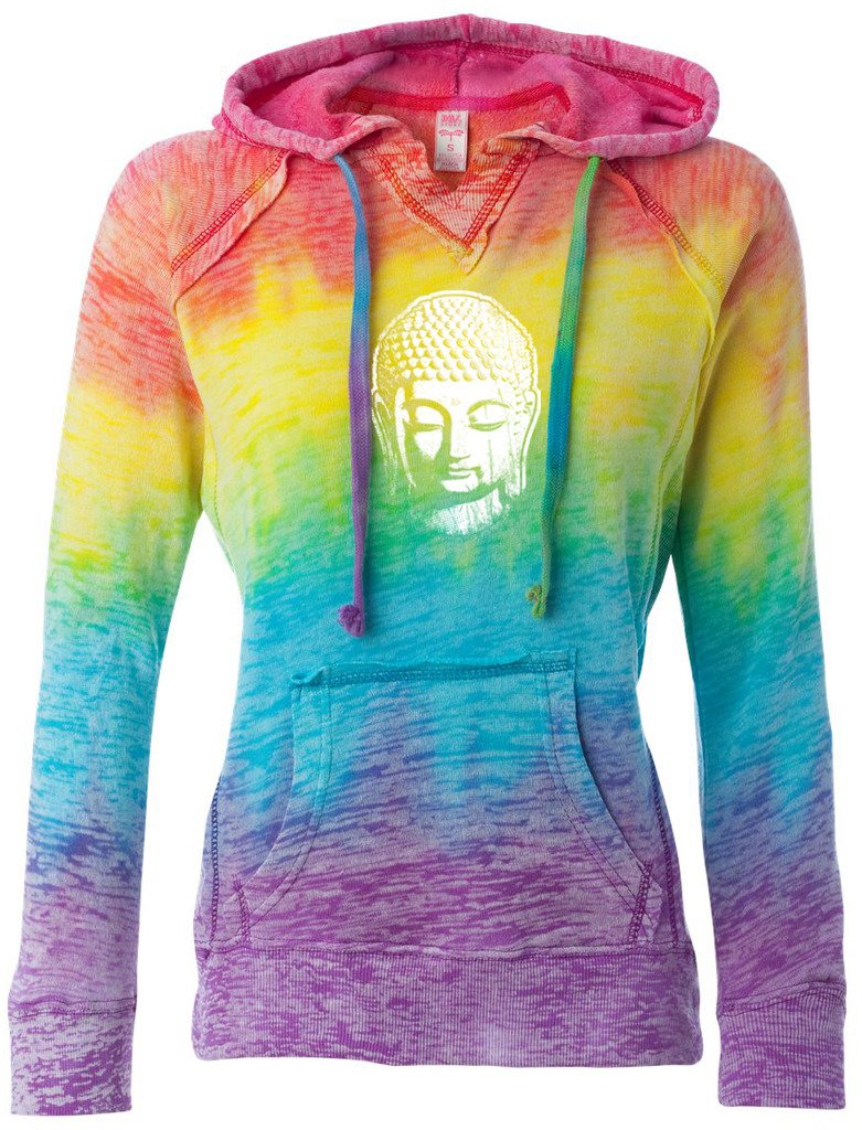Women's Yoga Hoodie - Buddha Burnout V-Neck Sweatshirt for Yoga, Meditation & Relaxation | Comfortable Workout & Lounge Wear