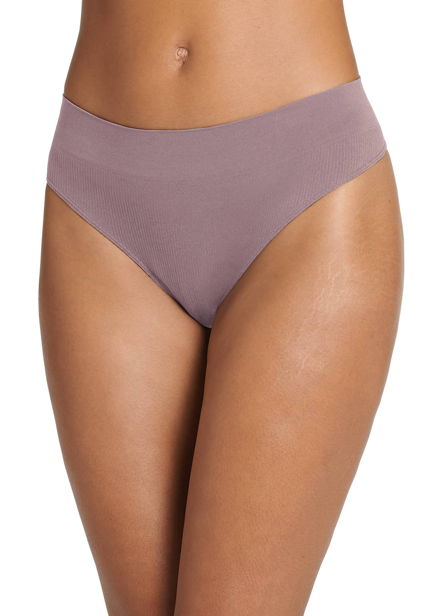 Jockey Women's EcoSeamfree Rib Thong Underwear - Soft Breathable No Show Panties for Everyday Comfort & Invisible Wear Under Tight Clothes