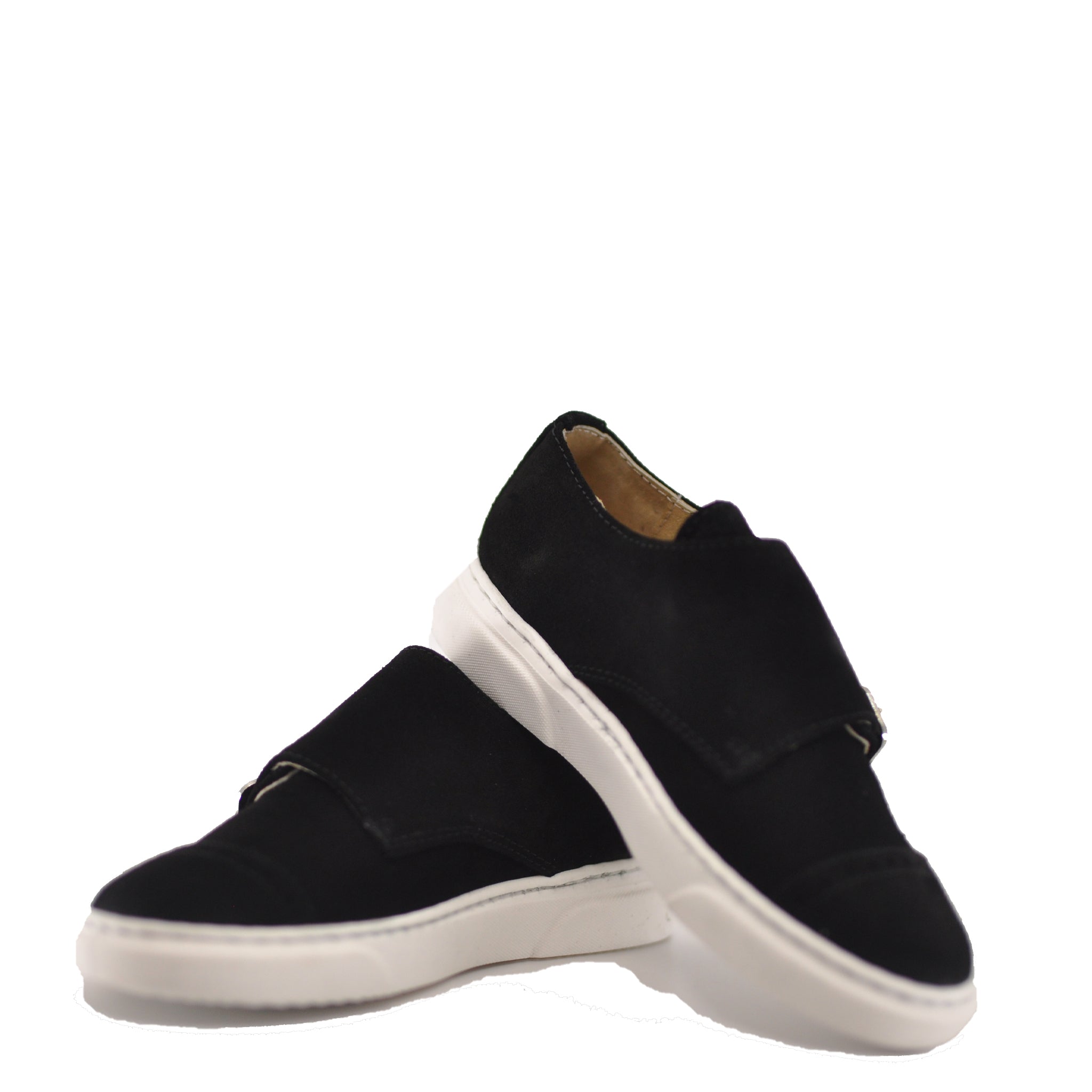 Premium Black Suede Double Monk Strap Dress Sneakers for Men - Comfortable Business Casual Shoes for Office, Wedding & Formal Occasions