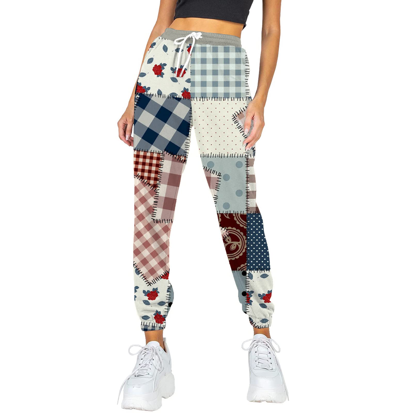 Chakimi Women's Running Pants with Pockets - Stylish Joggers & Sweatpants with Elastic Waist & Graphic Print - Perfect for Workouts, Yoga, and Casual Wear