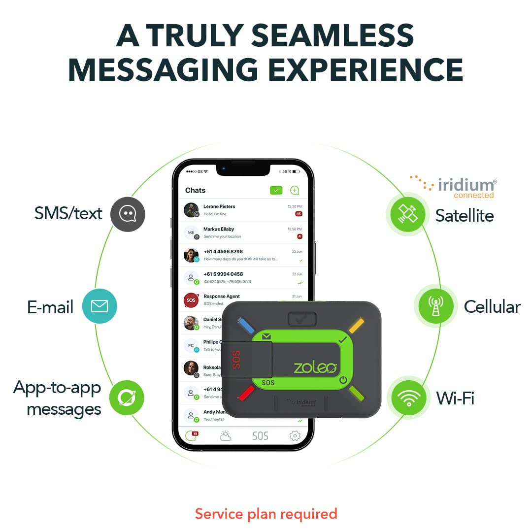 ZOLEO Satellite Communicator - Global Two-Way SMS Texting, Email & Emergency SOS with GPS Location Tracking - Works with Android & iOS Smartphones for Outdoor Adventures, Hiking, Camping & Remote Travel Safety