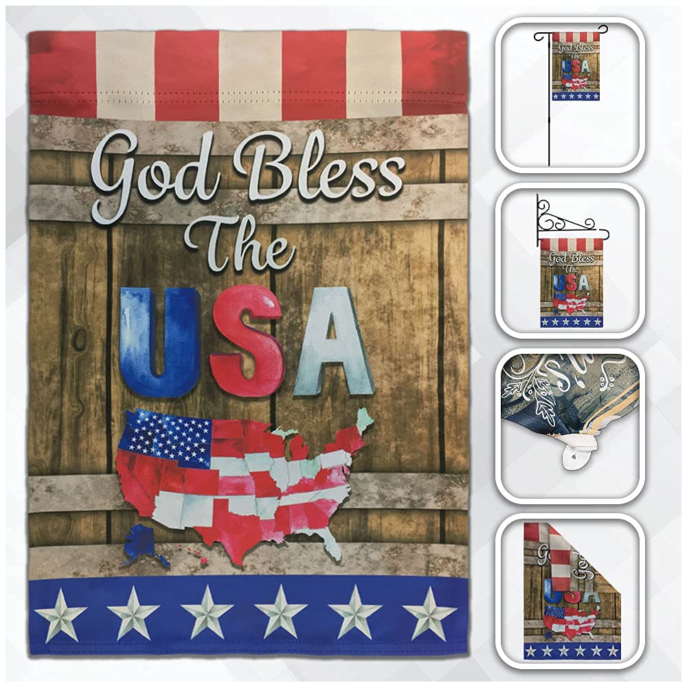 God Bless USA American Garden Flag - 12x18 Inch Double Sided Patriotic Outdoor Flag for Porch, Yard, Garden Decor | Perfect for 4th of July, Memorial Day & Independence Day Celebrations