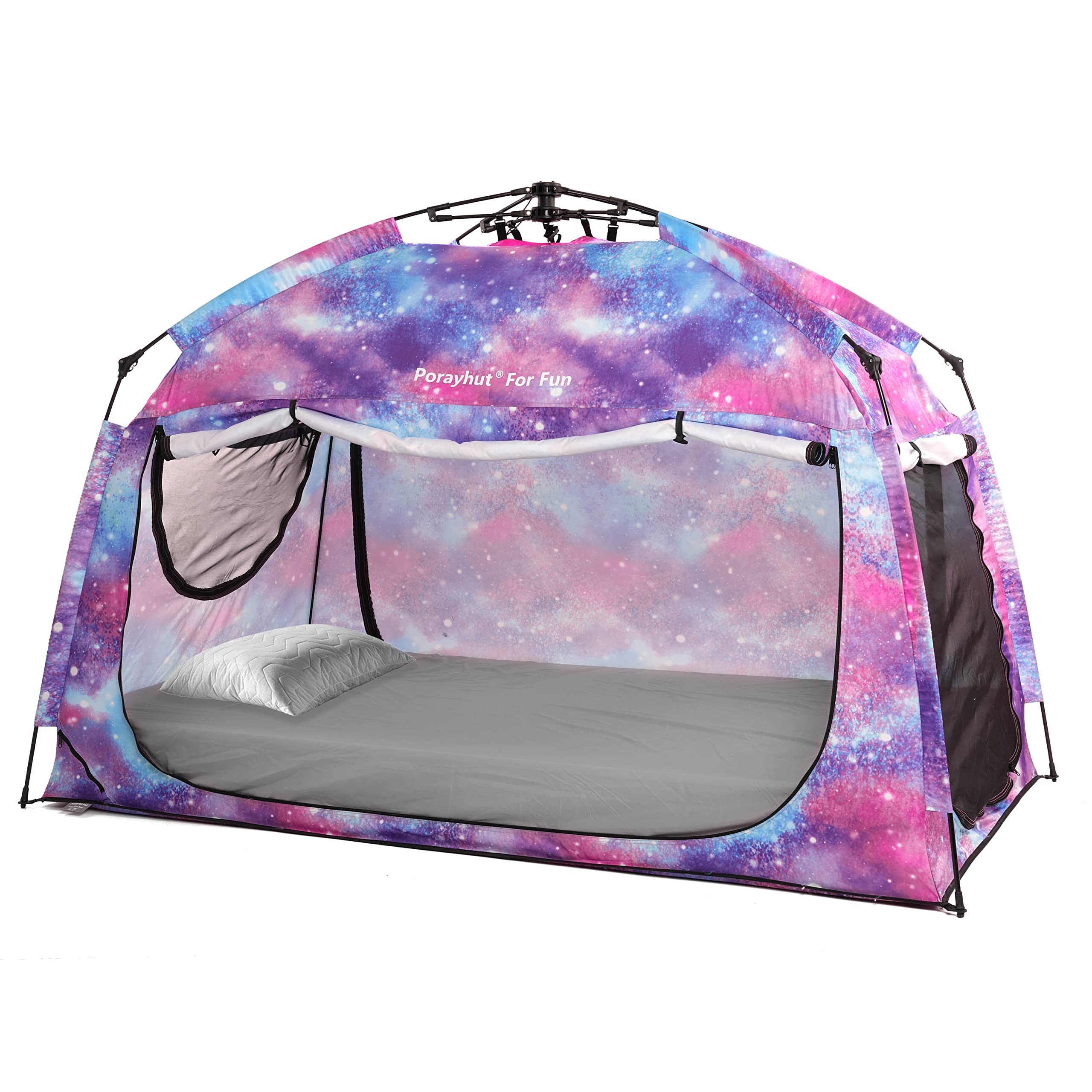 Instant Privacy Bed Tent for Adults & Kids - Quick Setup Indoor Sleeping Canopy with 3 Doors & Spacious Design (Galaxy, Full Size) - Perfect for Dorm Rooms, Camping & Home Privacy