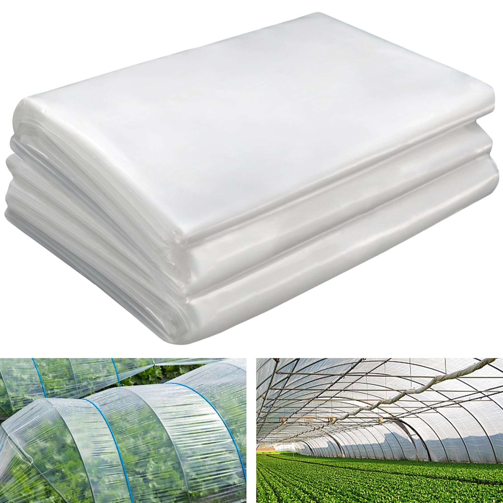 6 mil Clear Greenhouse Plastic Sheeting - 25x40 FT UV Resistant Waterproof Poly Tarp for Hoop Houses, Farm & Garden Cover | Durable Outdoor Plant Protection for Year-Round Growing