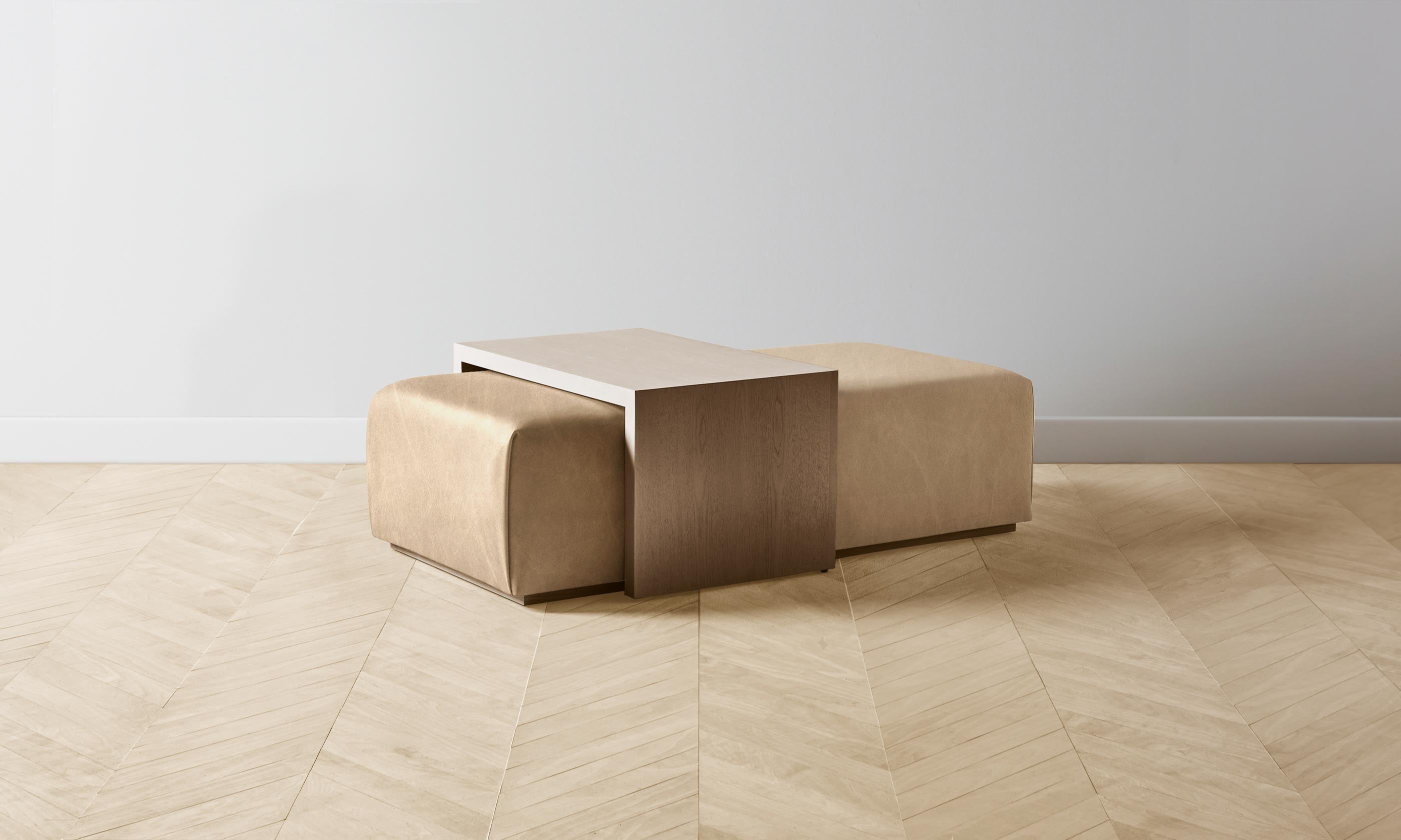 Luxury Tuscan Leather Bowery Ottoman in Camel Brown - Perfect for Living Room, Bedroom & Home Office Decor