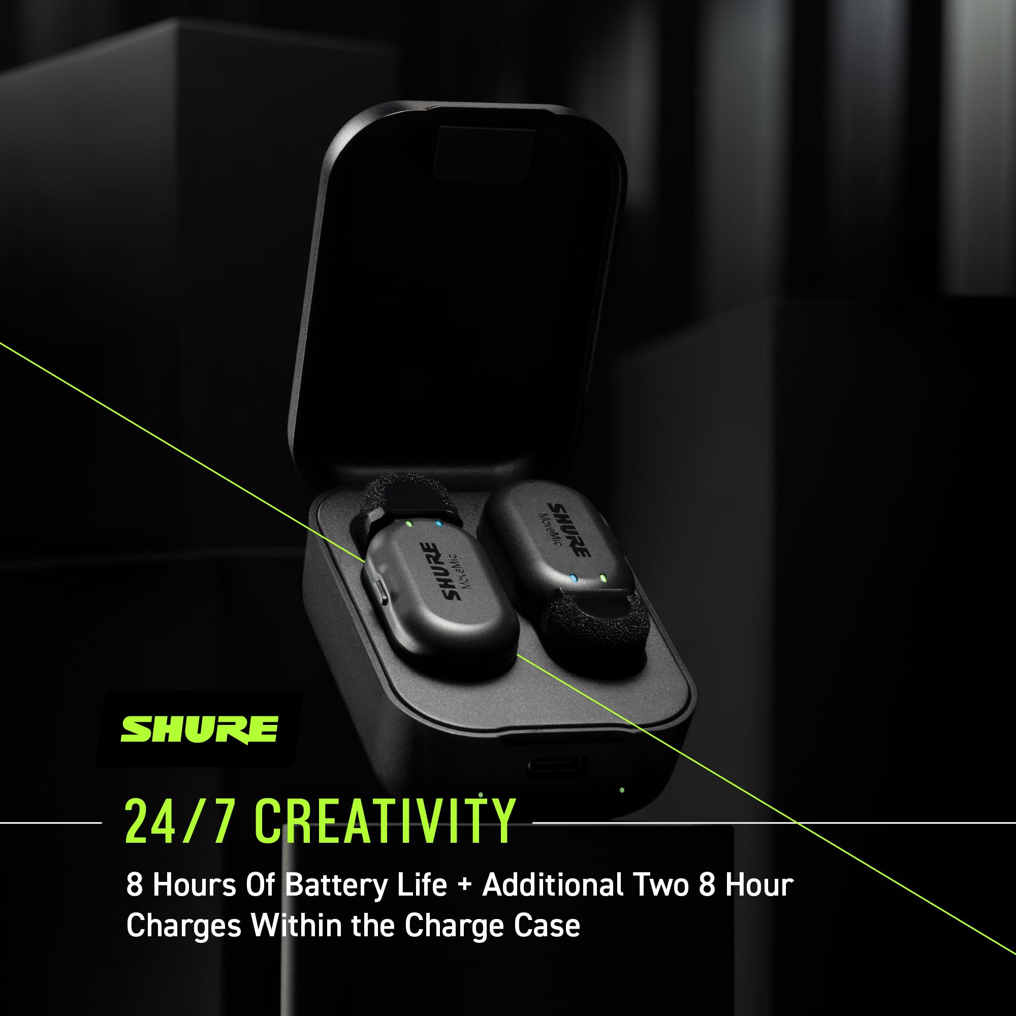 Shure MoveMic One - Professional Wireless Lavalier Microphone for iPhone & Android | Bluetooth Clip-on Mic with 24-Hour Battery, Quick Setup & IPX4 Water Resistance | Perfect for Podcasting, Vlogging, Interviews & Live Streaming (MV-ONE-Z7)