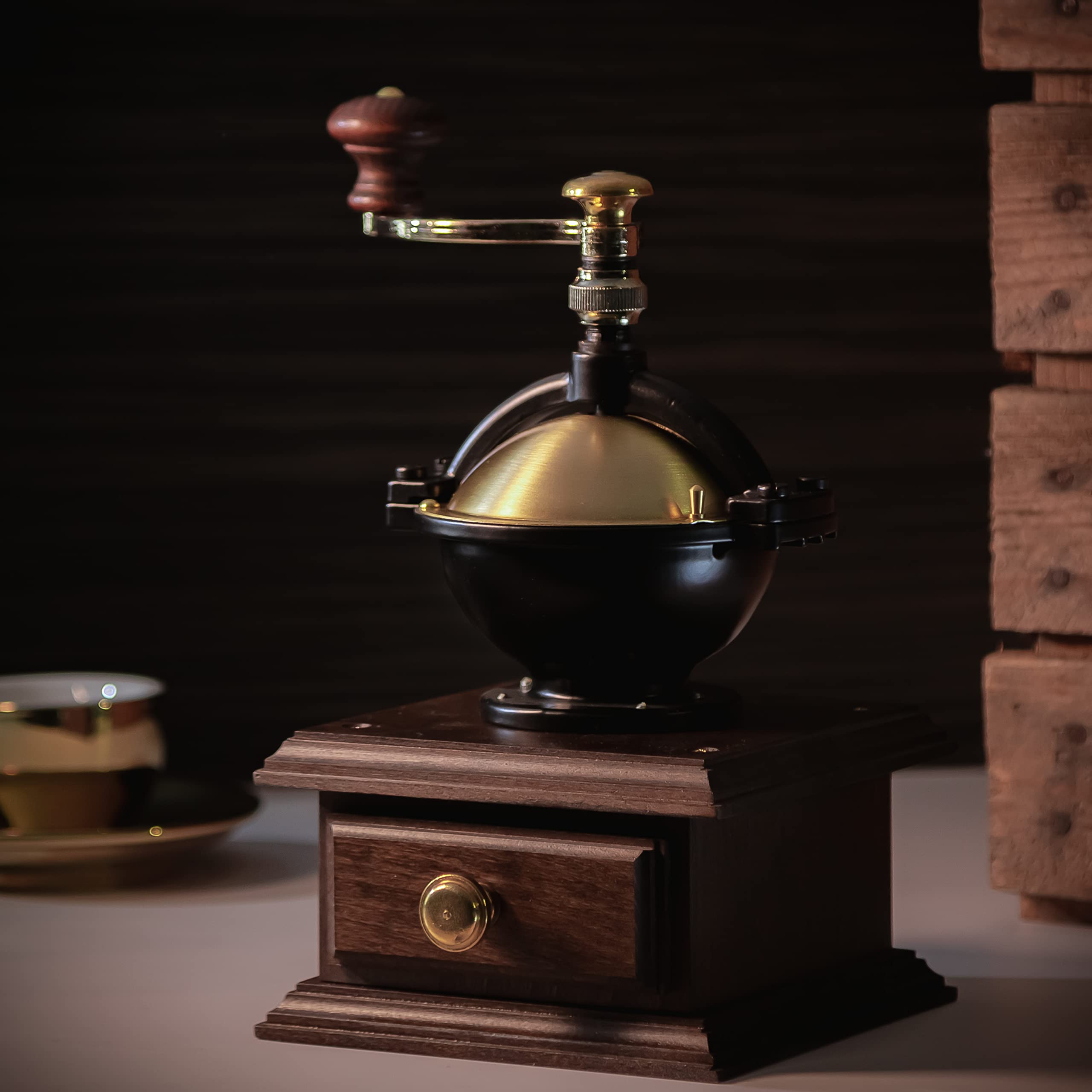 Premium Zassenhaus M040128 Manual Coffee Grinder - Adjustable Ceramic Burr Mill for Espresso, French Press & Pour Over - Classic Brown Wooden Design - Perfect for Home, Office & Travel Use