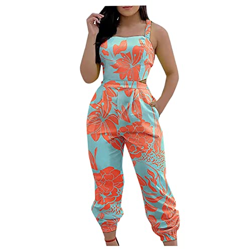 YZHM 2022 Women's Summer Jumpsuit - Sleeveless Formal Romper with Pockets & Backless Suspenders | Casual One-Piece Overalls for Office, Party & Summer Outings