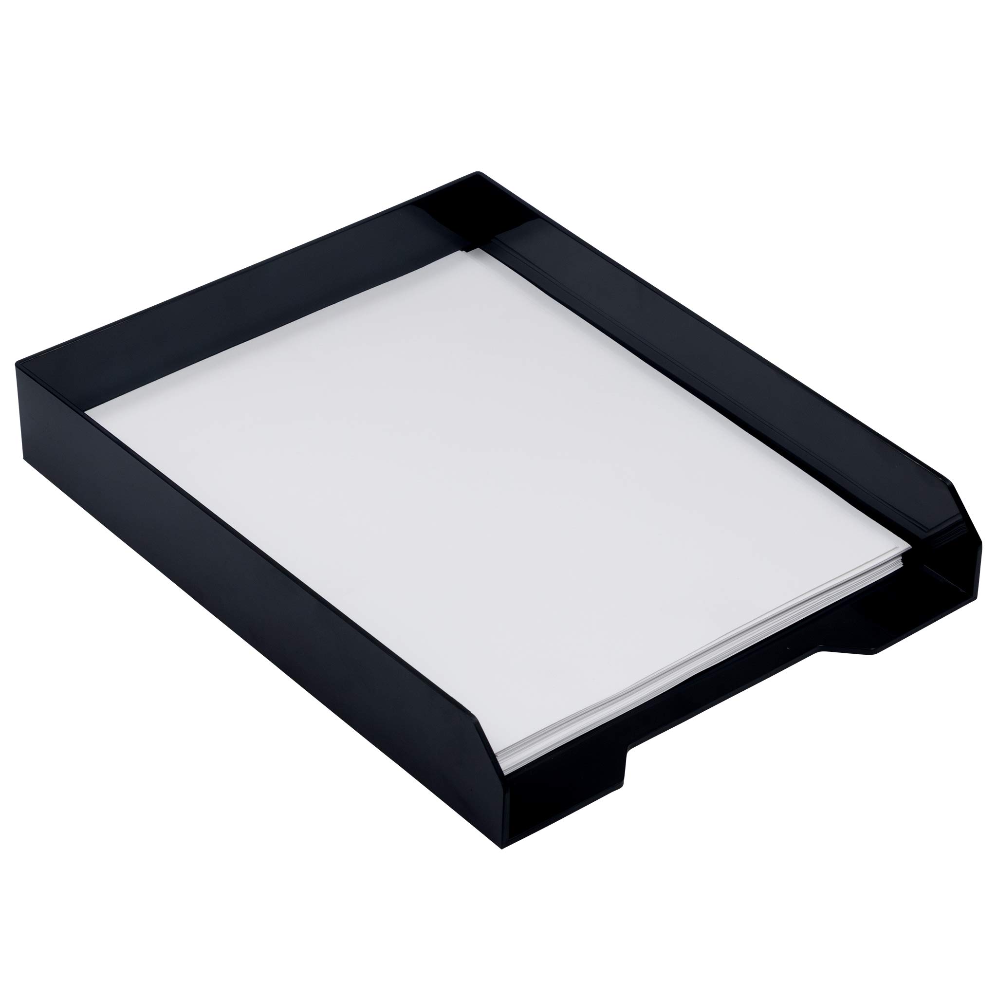 JAM PAPER Stackable Paper Trays - Black - Desktop Document Organizer for Letter & File Storage - Office & Home Workspace Organization - Sold Individually - Perfect for Desk, Counter, and Shelf Organization