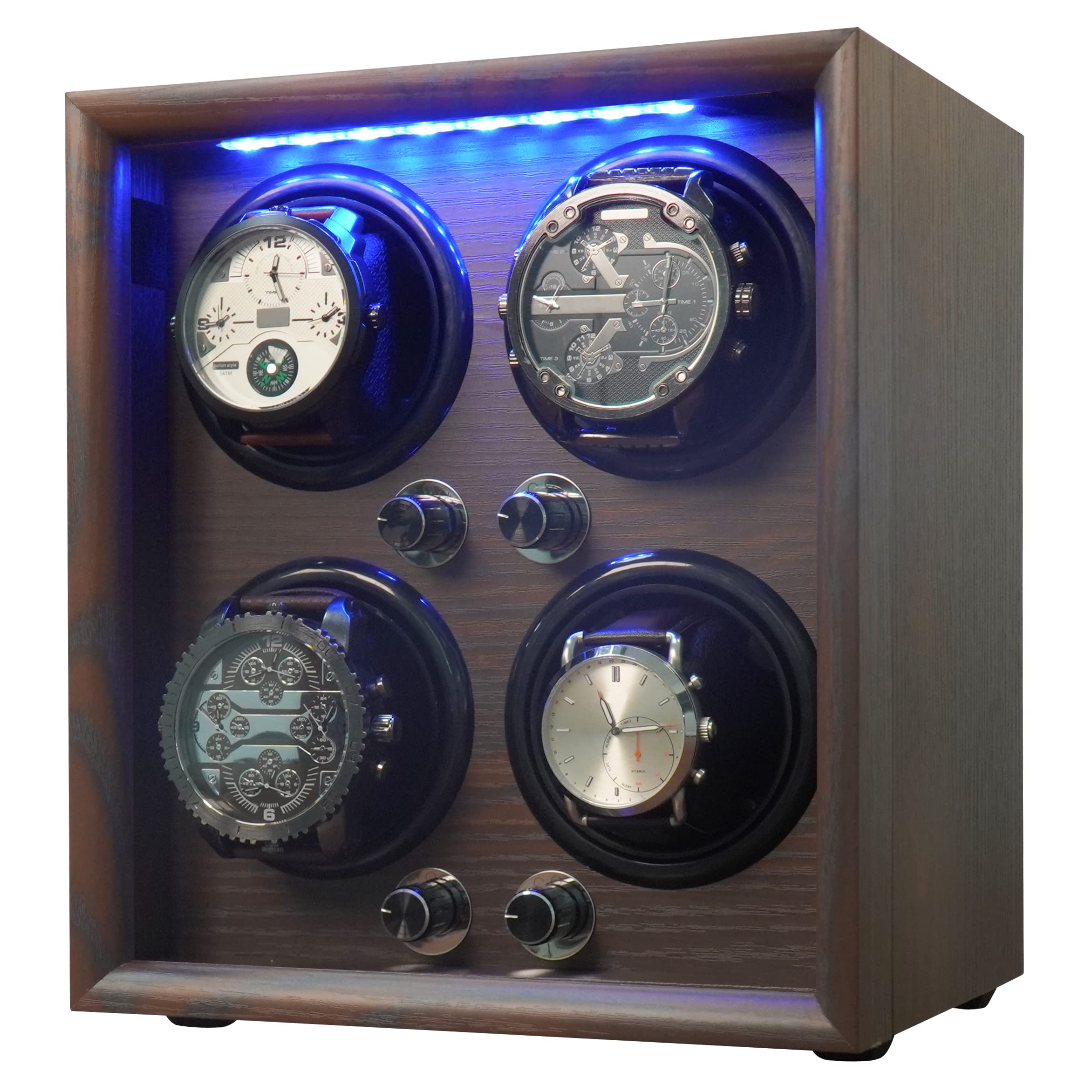 Oryx 4 Watch Winder - Wooden Automatic Watch Case with 5 Modes & LED Light for Home/Office