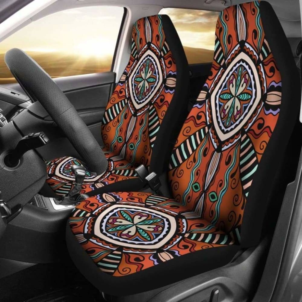 Premium Brown Tribal Pattern Car Seat Covers - Universal Fit for Cars, Trucks & SUVs | Upgrade Your Vehicle Interior | Perfect for Road Trips, Daily Commutes & Outdoor Adventures