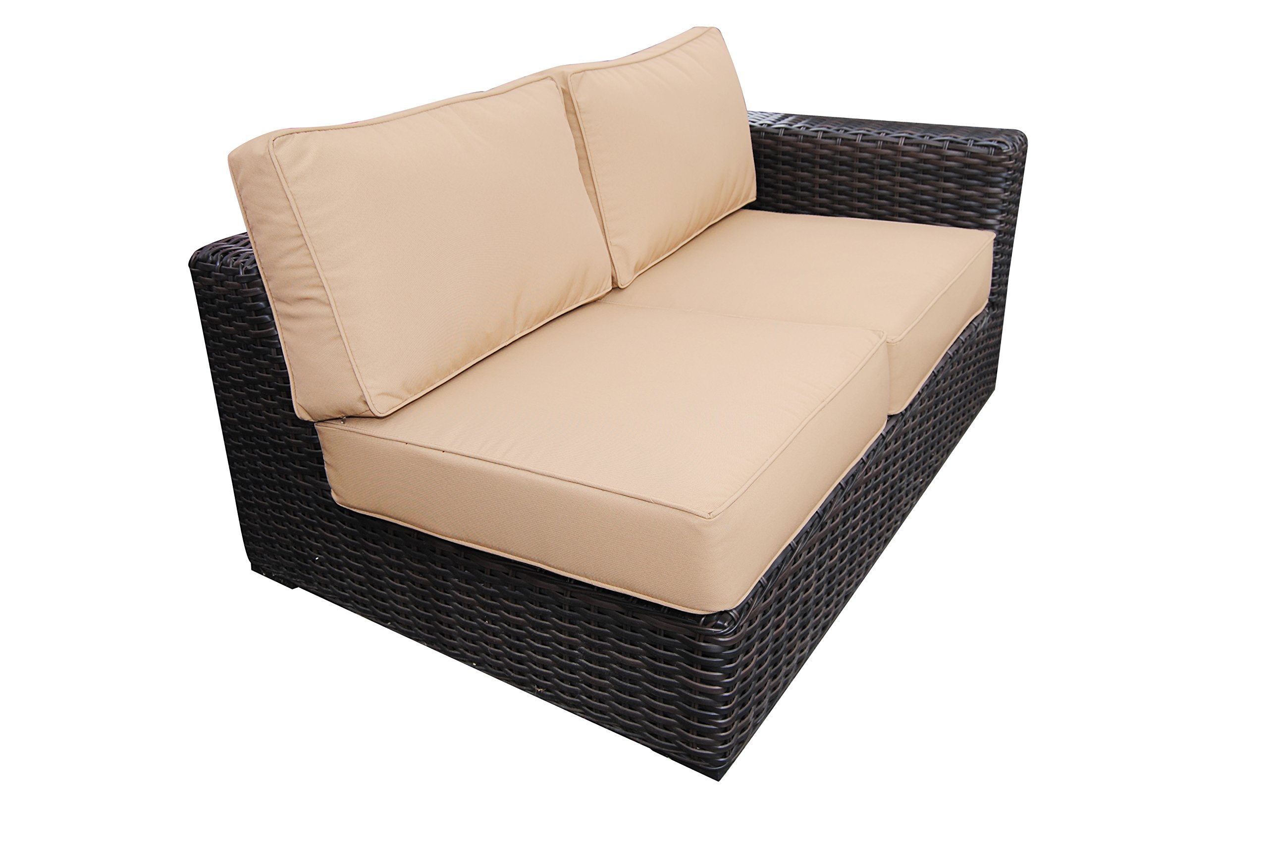 Santa Monica Left End Sectional Sofa - Tan Fabric, Espresso Brown Frame, Gray Cushions | Modern L-Shaped Couch for Living Room, Lounge & Family Room
