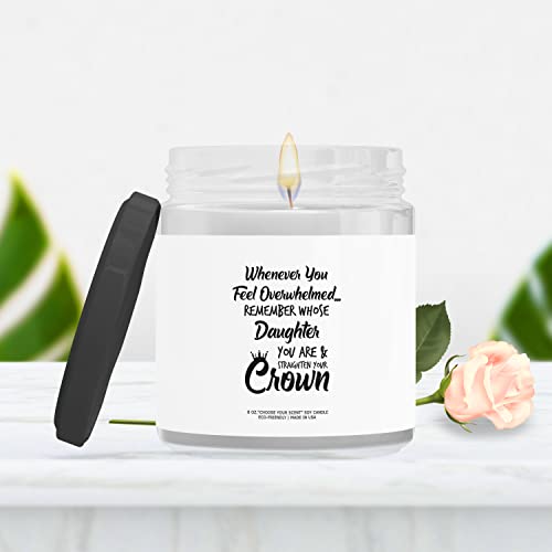 Inspirational Soy Candle - 'Remember Whose Daughter You Are' Motivational Scented Candle - 4oz & 9oz Empowering Gift - Eucalyptus Aromatherapy for Stress Relief & Self-Care Moments