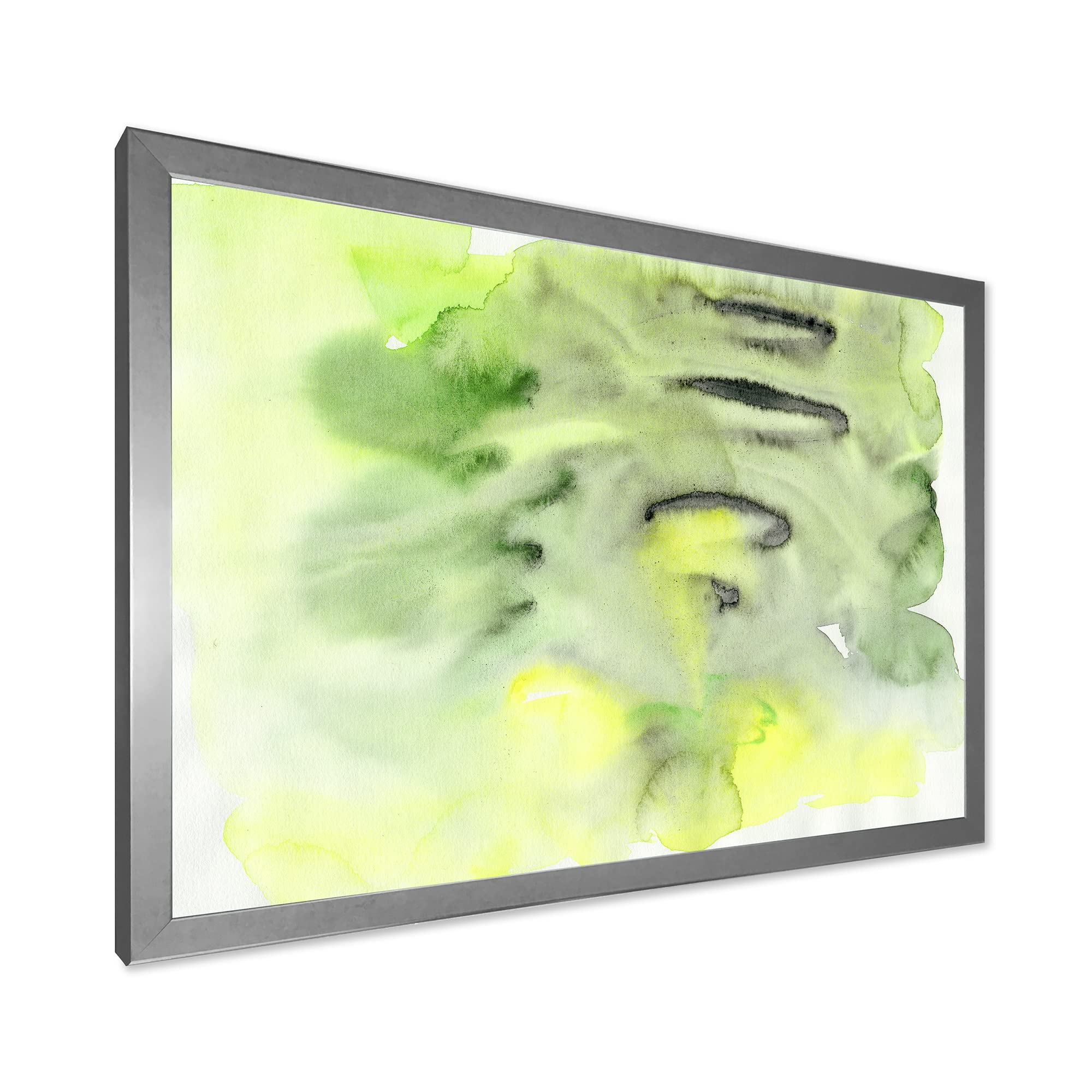 Abstract Pond Green Yellow Modern Framed Wall Art - Contemporary Home Decor for Living Room, Bedroom & Office