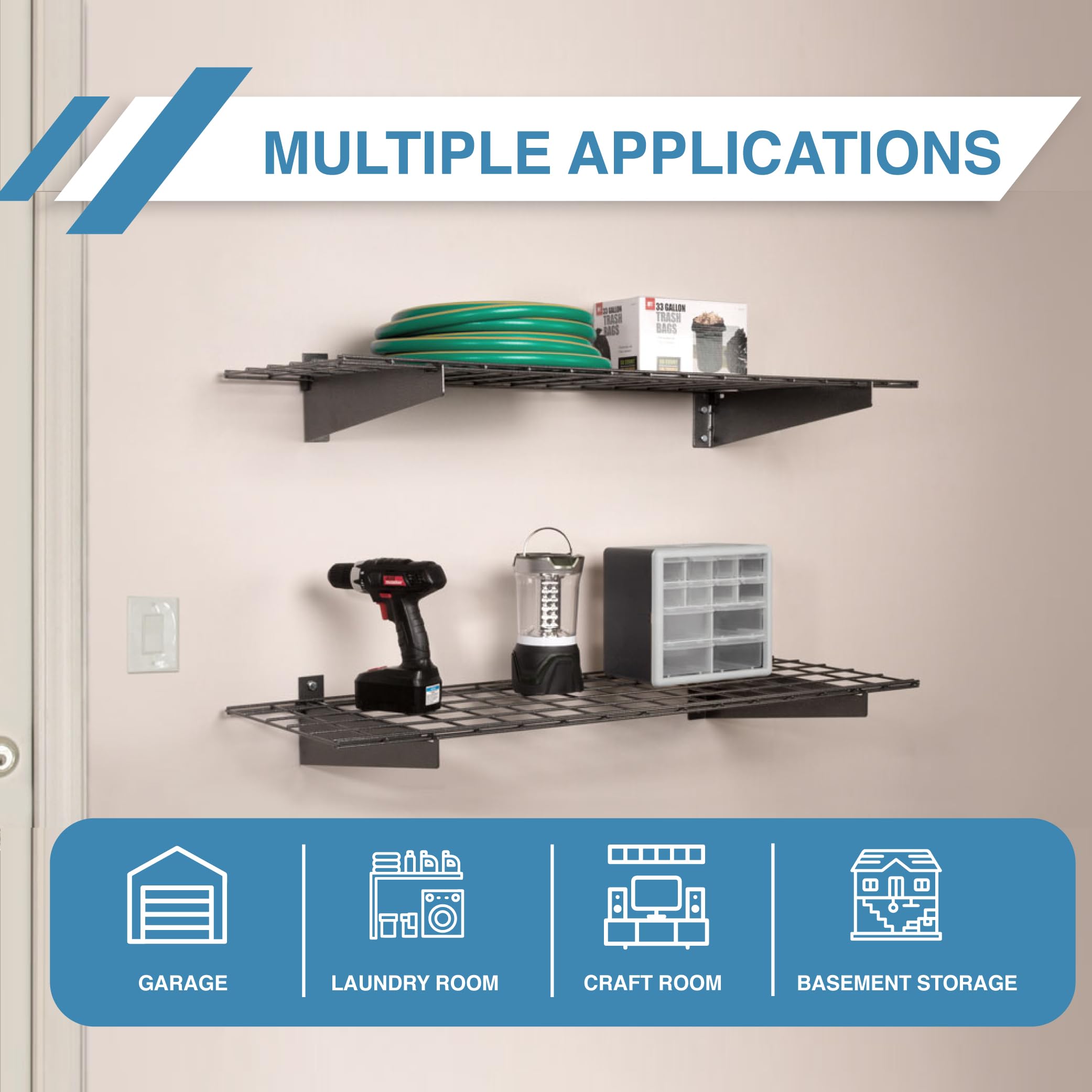 Heavy Duty Steel Wall Garage Shelving 2-Pack - 36