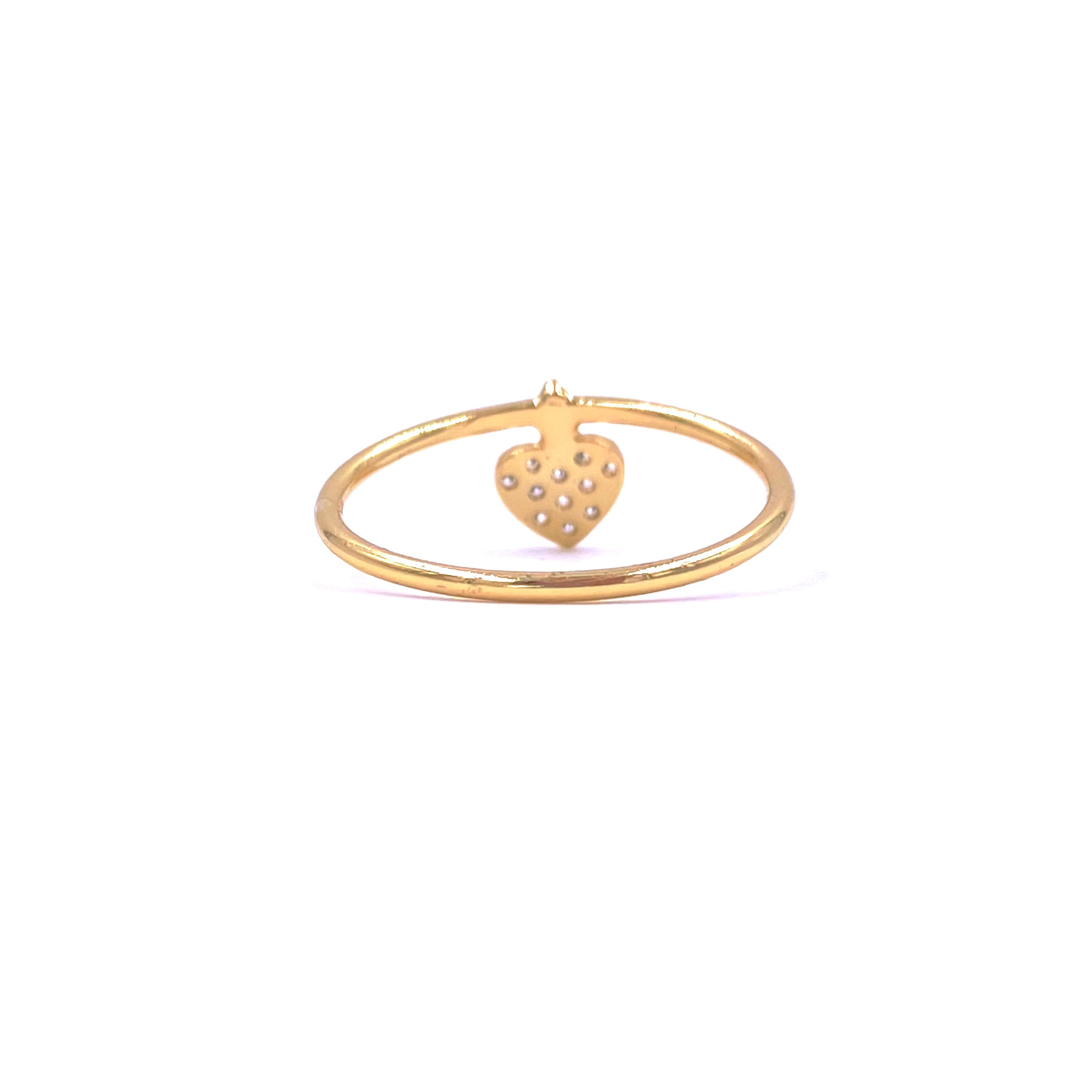 Sterling Silver Gold Plated CZ Heart Charm Band Ring for Women - Elegant Valentine's Day Gift, Anniversary Jewelry for Her - Perfect for Romantic Dates, Proposals & Special Occasions
