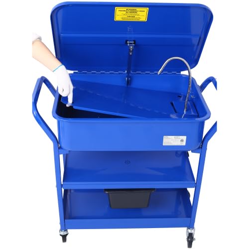 20 Gallon Portable Parts Washer with 325 GPH Pump & Drain Tray - Heavy Duty Mobile Parts Cleaning Machine for Automotive, Industrial & Farm Equipment - Works with Water-Based Cleaning Solutions