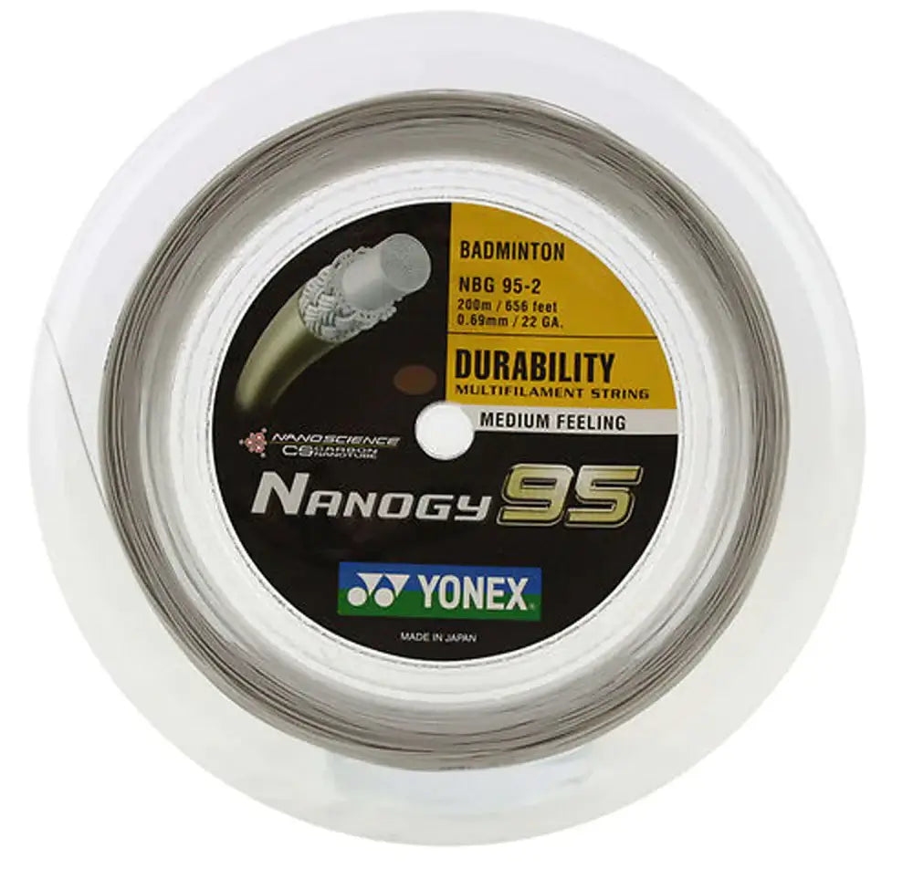Yonex Nanogy 95 Badminton String [200m Reel] - High Performance Badminton Racket String for Professional Players - Perfect for Tournament Play and Training Sessions