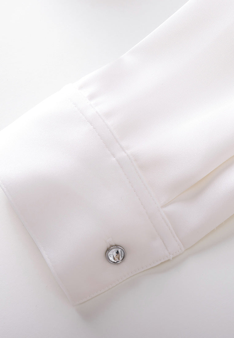 Women's Stylish Cape Detail Concealed Front Fastening Shirt - Elegant Office Wear & Casual Outfit for Work or Weekend
