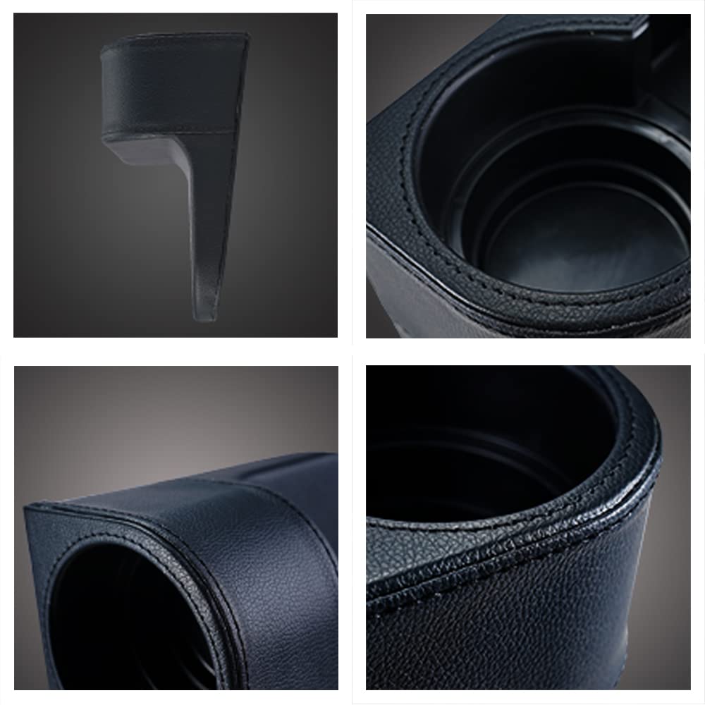 Premium Black Multifunctional Car Cup Holder & Seat Gap Organizer - Phone & Bottle Storage with Stylish Black Stitching | Perfect for Road Trips, Commuting & Travel Accessories