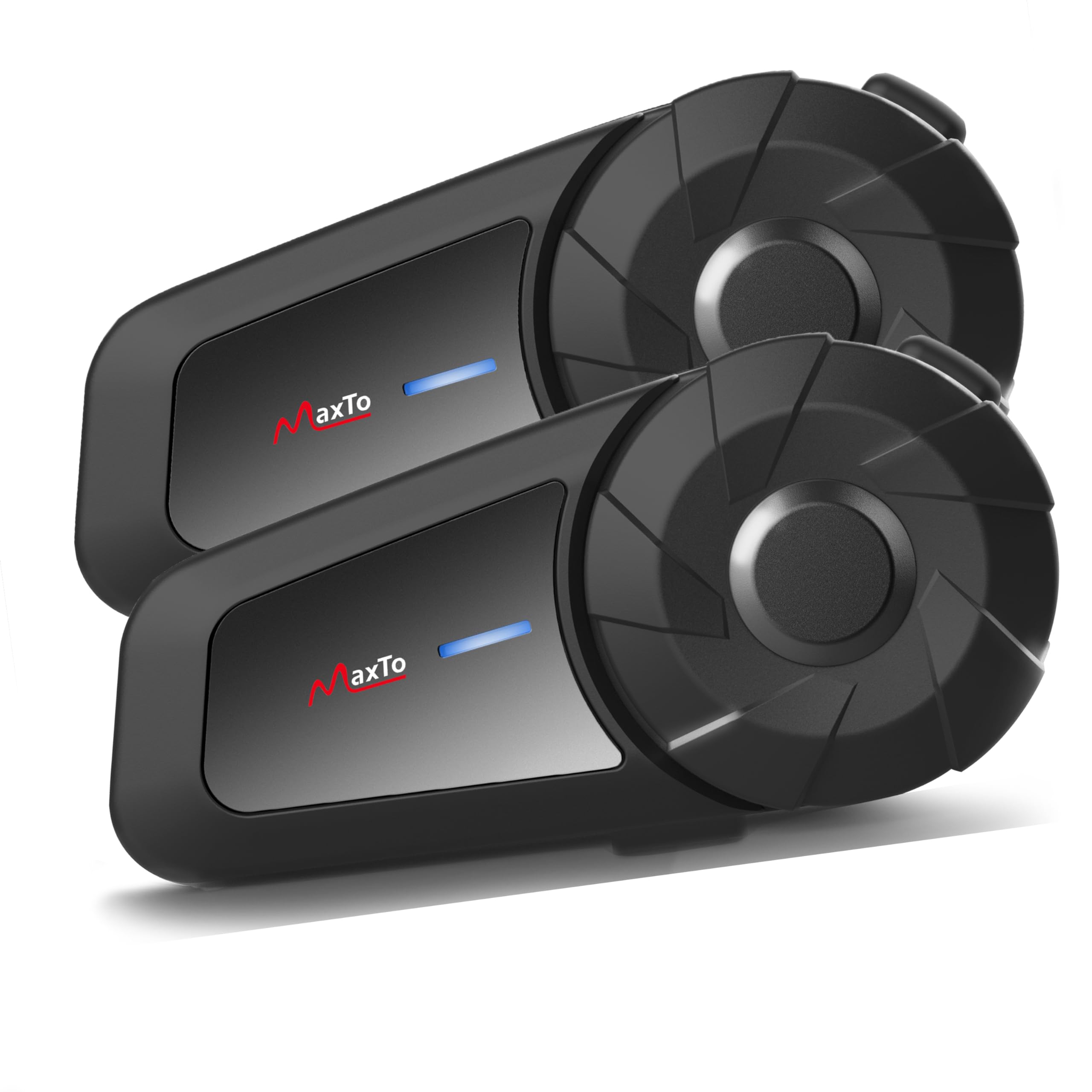 Maxto MX1 Motorcycle Bluetooth Headset - 2 Pack Universal Intercom System for Riders | 800M Range, HiFi Stereo Sound, IPX6 Waterproof, Call & Music Control | Perfect for Motorcycle Helmets, Group Riding & Adventure Tours