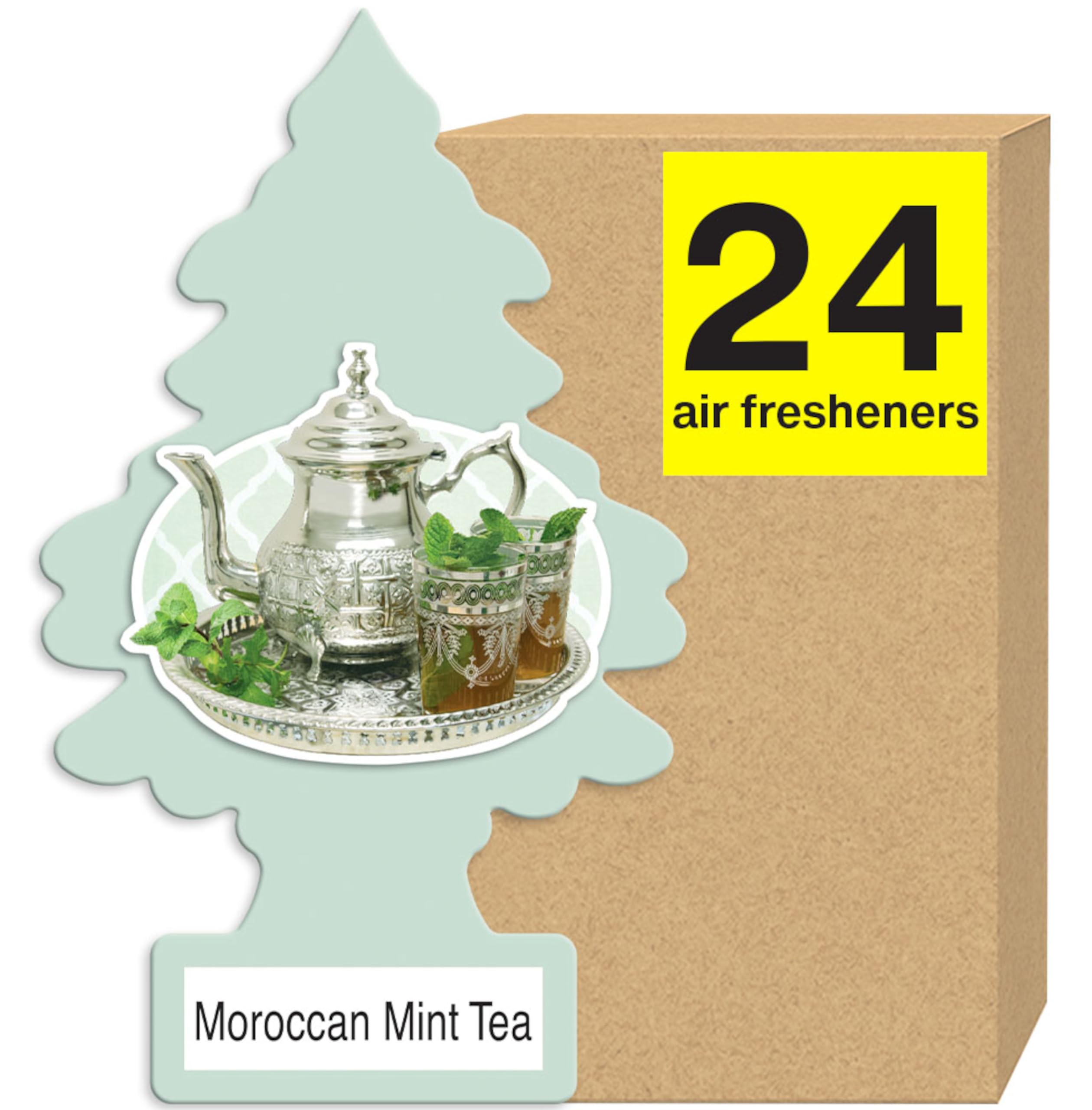 LITTLE TREES Air Fresheners for Car & Home - 24 Pack Moroccan Mint Tea Scented Hanging Trees | Long Lasting Fragrance | Perfect for Vehicles, Offices, Closets & Small Spaces