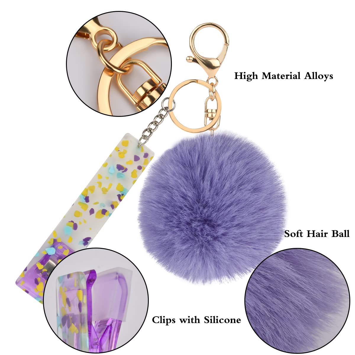 BUUFAN Acrylic Credit Card Puller Keychain - Cute ATM Card Grabber with Hairball Design for Women & Girls - Convenient for Long Nails & Quick Card Access - Perfect for Wallets, Keychains, and Everyday Use