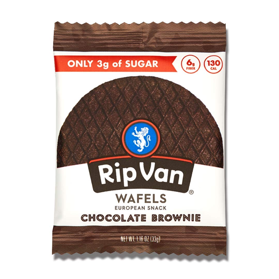 Rip Van Wafels Chocolate Brownie Stroopwafels - Healthy Non-GMO Keto-Friendly Snacks - Low Sugar (3g) & Low Calorie - Perfect for Office, Travel & On-the-Go - 48 Count Pack