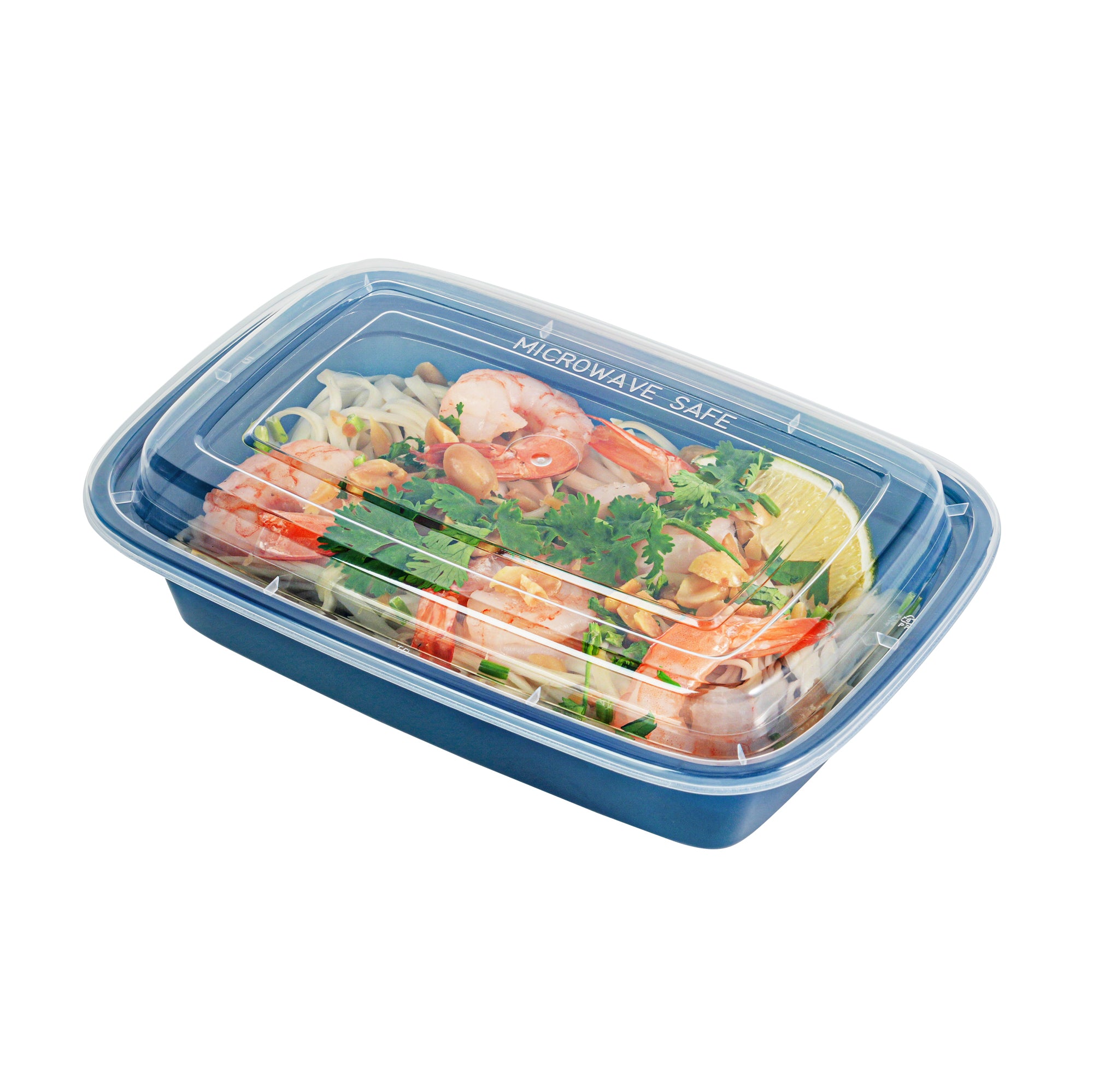 24 oz Rectangle Midnight Blue Plastic Food Storage Containers with Clear Lids - Microwave Safe, 8