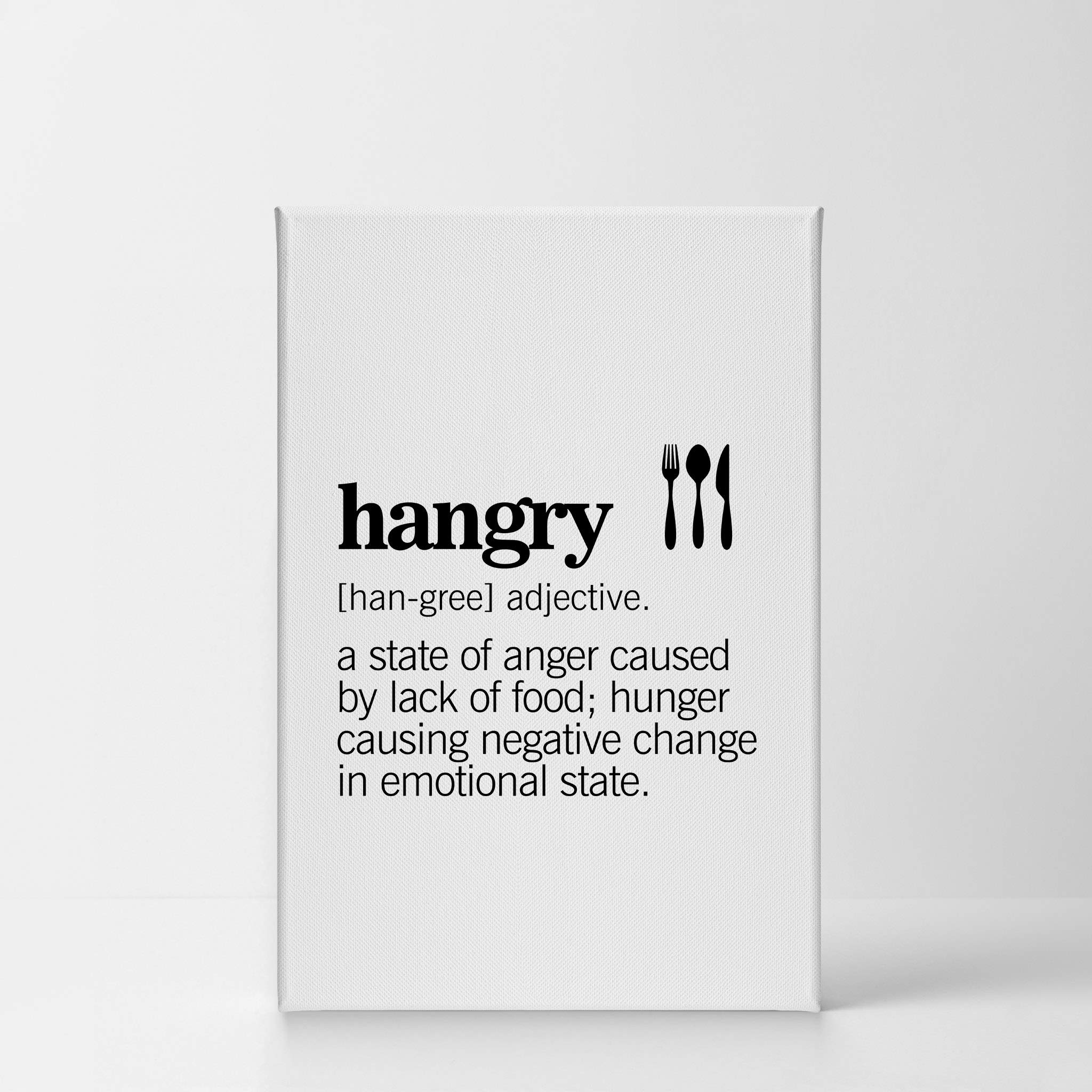 Funny Hangry Definition Canvas Wall Art Print - 40x30 Inch Kitchen Decor for Restaurant, Cafe & Farmhouse Dining Room - Modern Housewarming Gift Ready to Hang | Perfect for Food Lovers & Humor Gifts