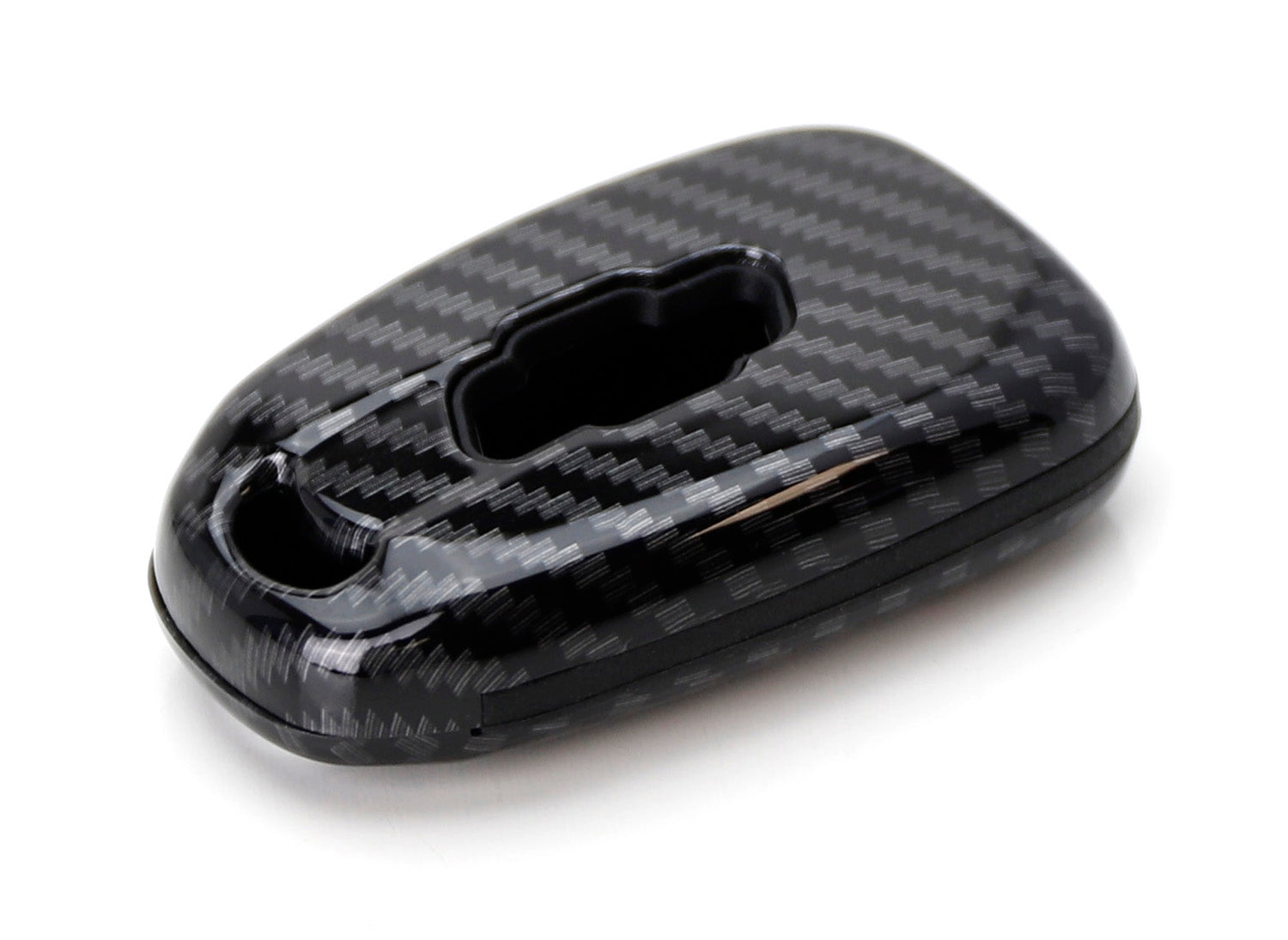 Carbon Fiber Smart Key Fob Cover with Black Silicone Keypad for Chevy - Durable Protection & Stylish Upgrade for Your Car Keys (Perfect for Chevrolet Malibu, Silverado, Cruze, Impala)
