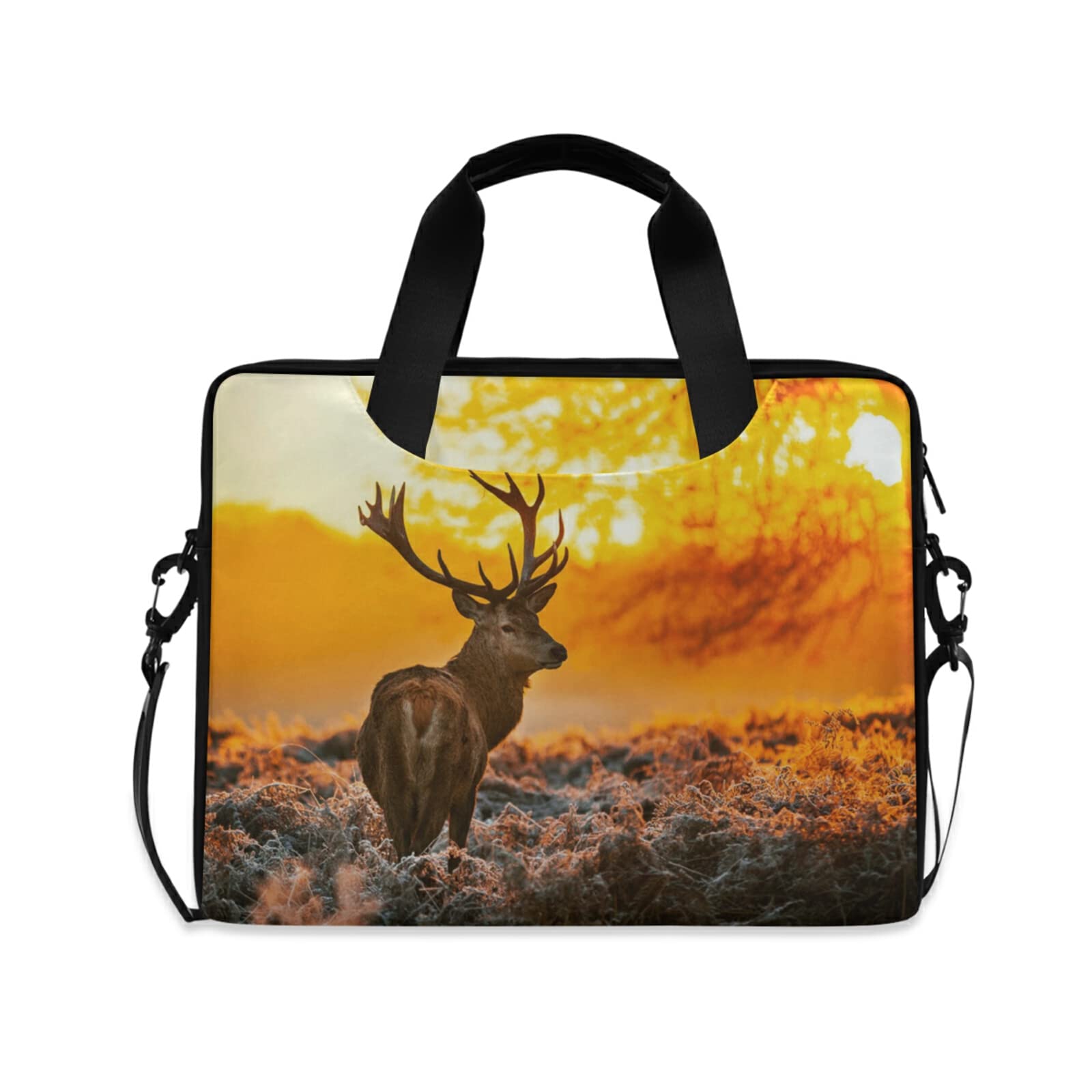 HUXINO 14-16 Inch Animal Antler Deer Sunset Laptop Sleeve Case, Durable Computer Bag with Shoulder Strap & Handle for Men, Women, Boys & Girls, Perfect for Work, School & Travel