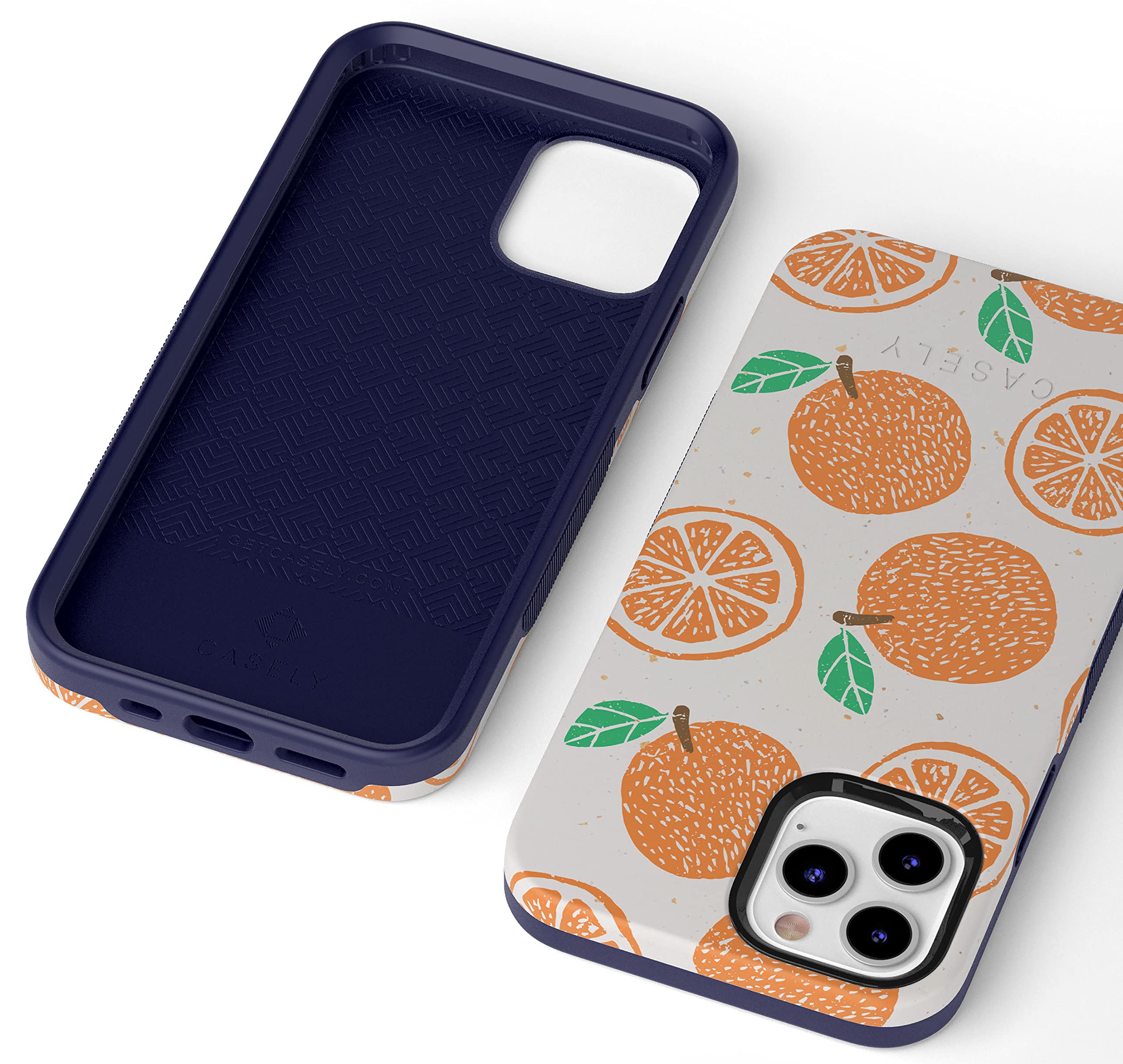 Casely iPhone 12 Pro Max Case with MagSafe Compatibility - Orange Stamped Protective Cover for Daily Use, Travel & Work | Shockproof & Slim Design