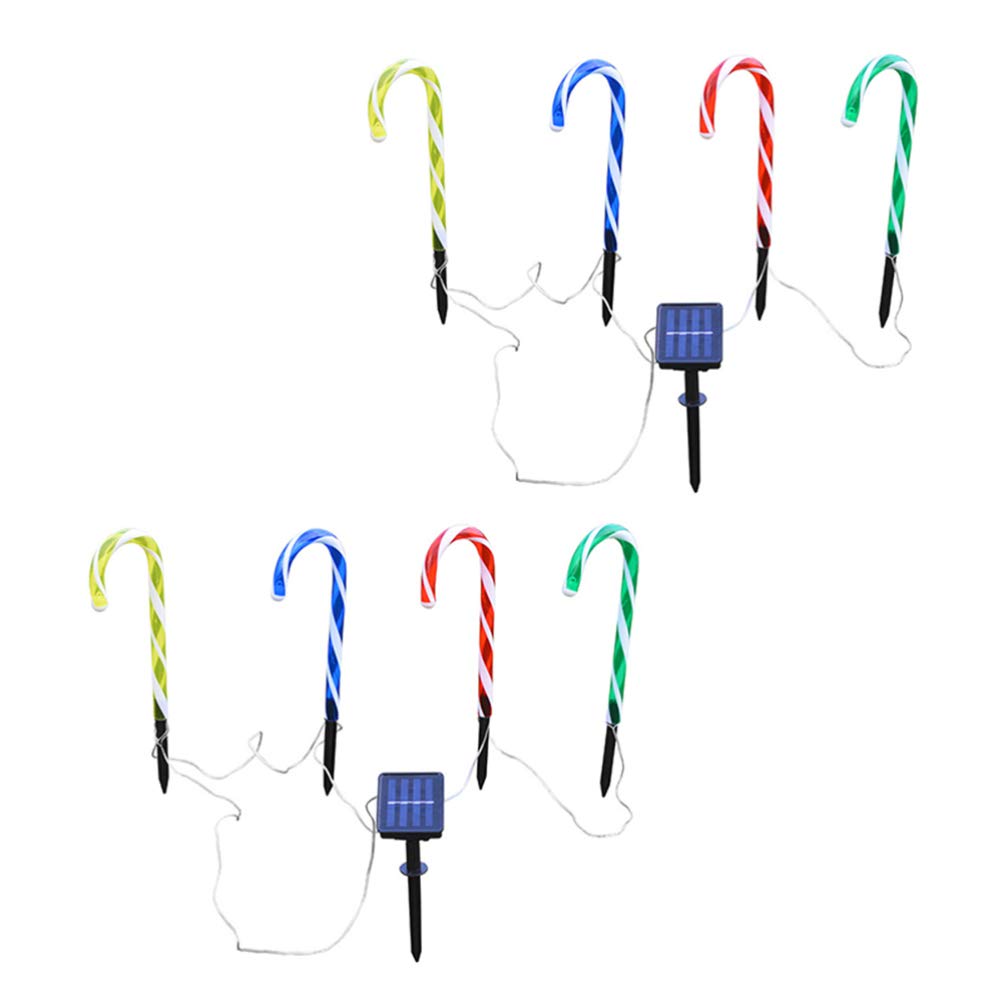 Lurrose 2 Pack Solar Candy Cane Pathway Lights - Outdoor Christmas LED Lawn Decorations for Yard, Garden, Walkway - Waterproof Holiday Party Decor for Xmas, Winter, New Year Celebrations