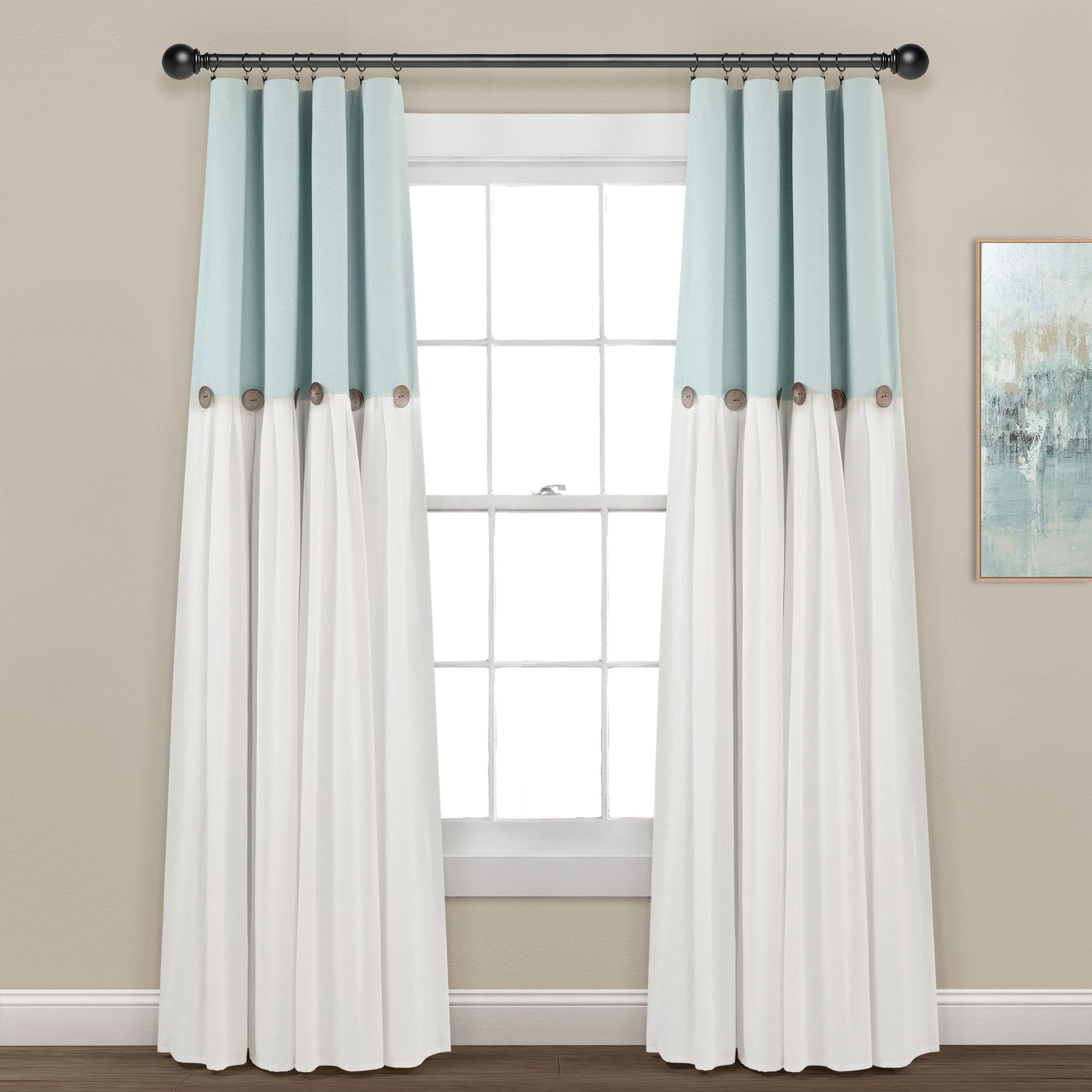 Blackout Linen Curtain Panels with Button Lining - 100% Light Blocking Window Drapes for Bedroom & Living Room Privacy & Sleep