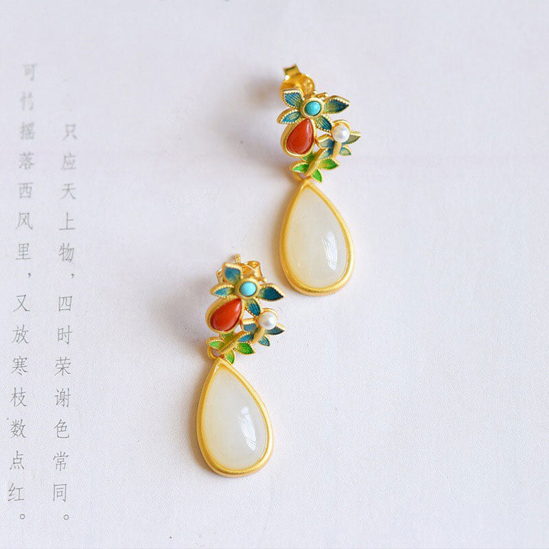 Gold Plated Butterfly Jade Drop Dangle Earrings for Women - Elegant Handmade Jewelry Gift for Birthday, Anniversary & Special Occasions | Perfect for Parties, Weddings & Date Nights