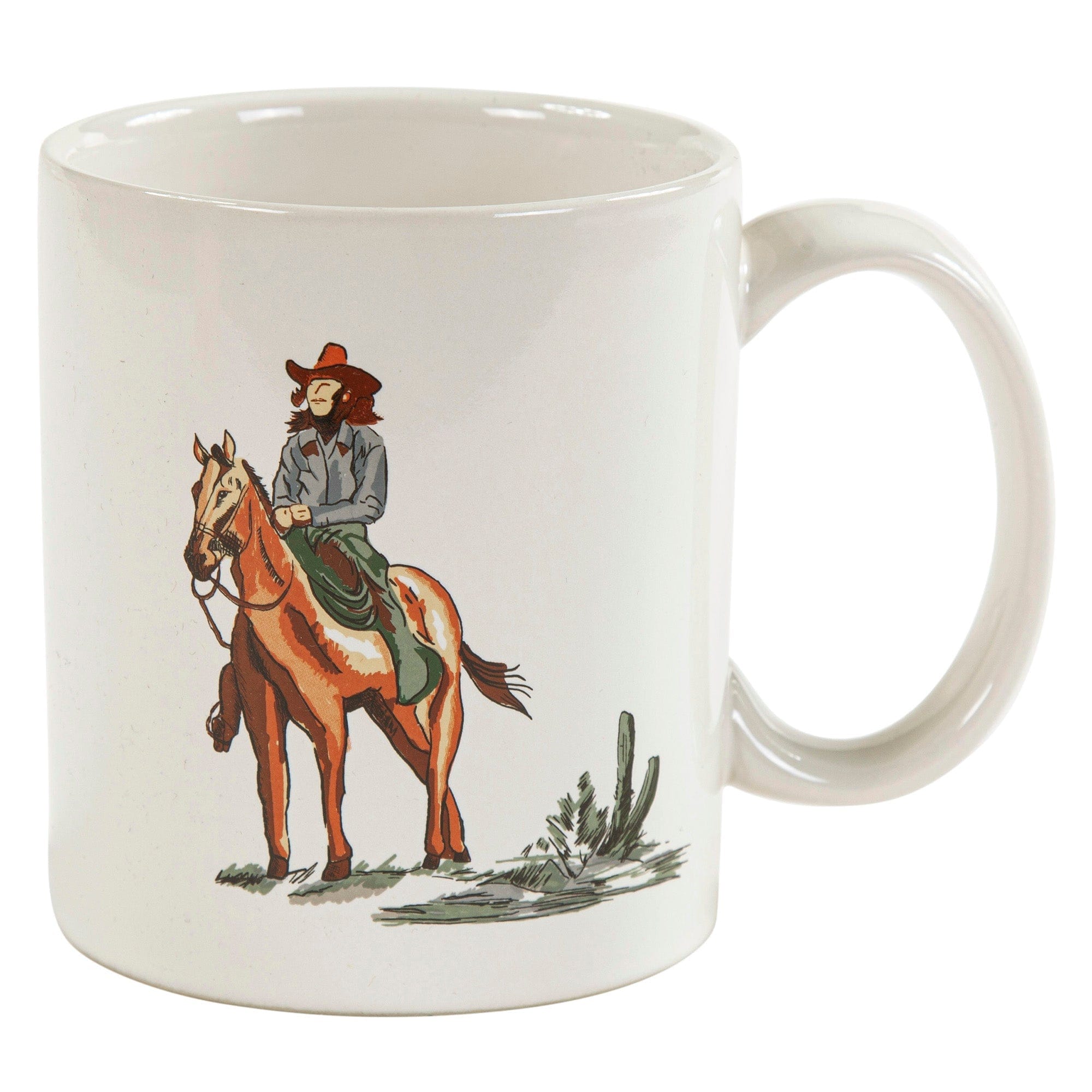 Ranch Life Cowgirl Coffee Mugs - Set of 4 Ceramic Western Style Cups for Cowboy Decor, Farmhouse Kitchen & Country Living