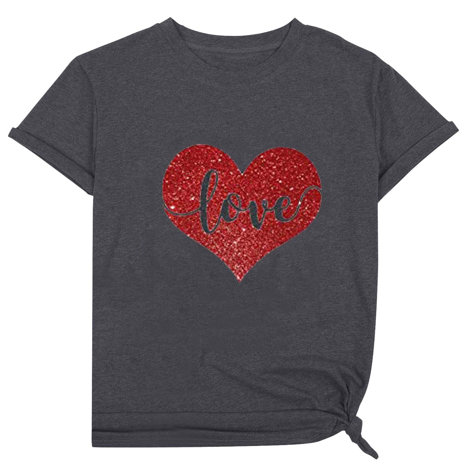 Women's Summer Casual Plaid Print Love Heart T-Shirt - Valentine's Day Blouse & Everyday Wear | AODONG