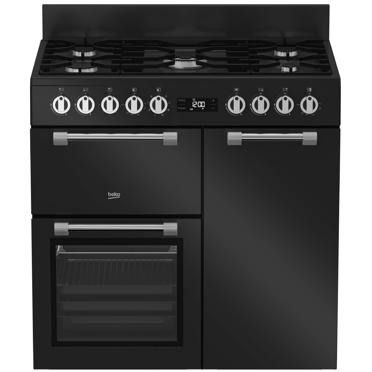 Beko 90cm Freestanding Dual Fuel Range Cooker - 5 Burner Gas Hob & Electric Oven, Anthracite (BRC916GMAN) | Perfect for Modern Kitchens, Baking & Family Cooking