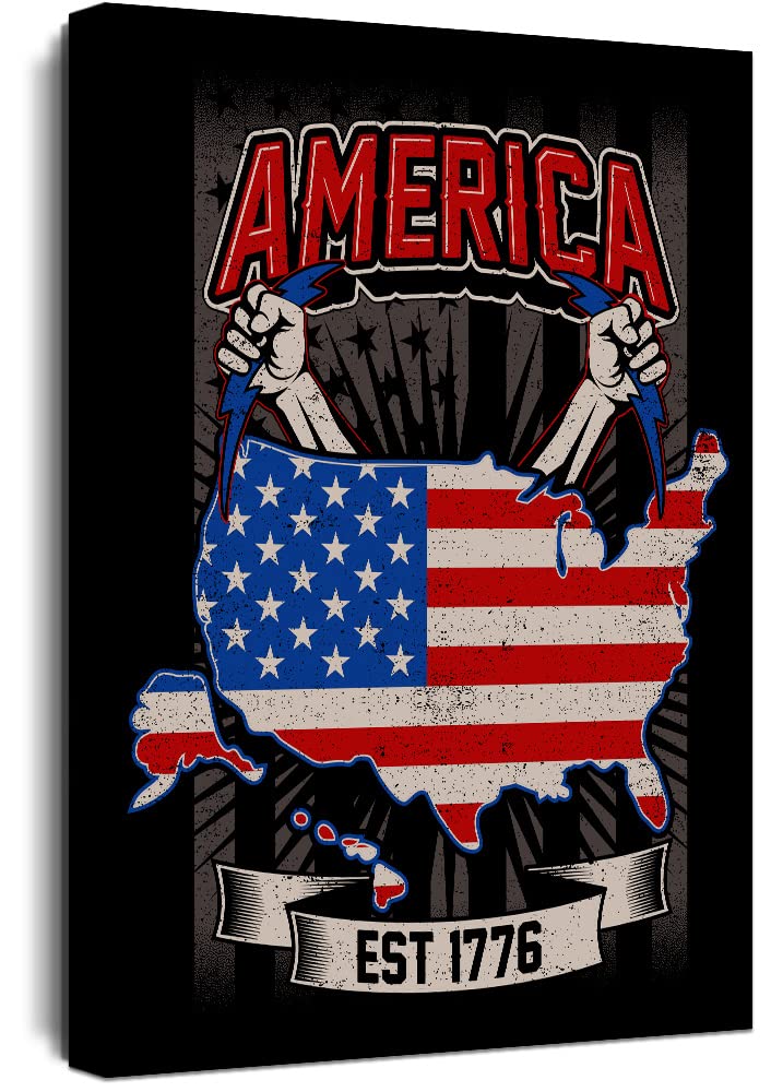 American Flag Wall Art - Patriotic Wooden US Flag Decor for Living Room, Office & Army Themed Spaces - 28''H x 40''W - Perfect for July 4th, Memorial Day & Veterans Day Celebrations