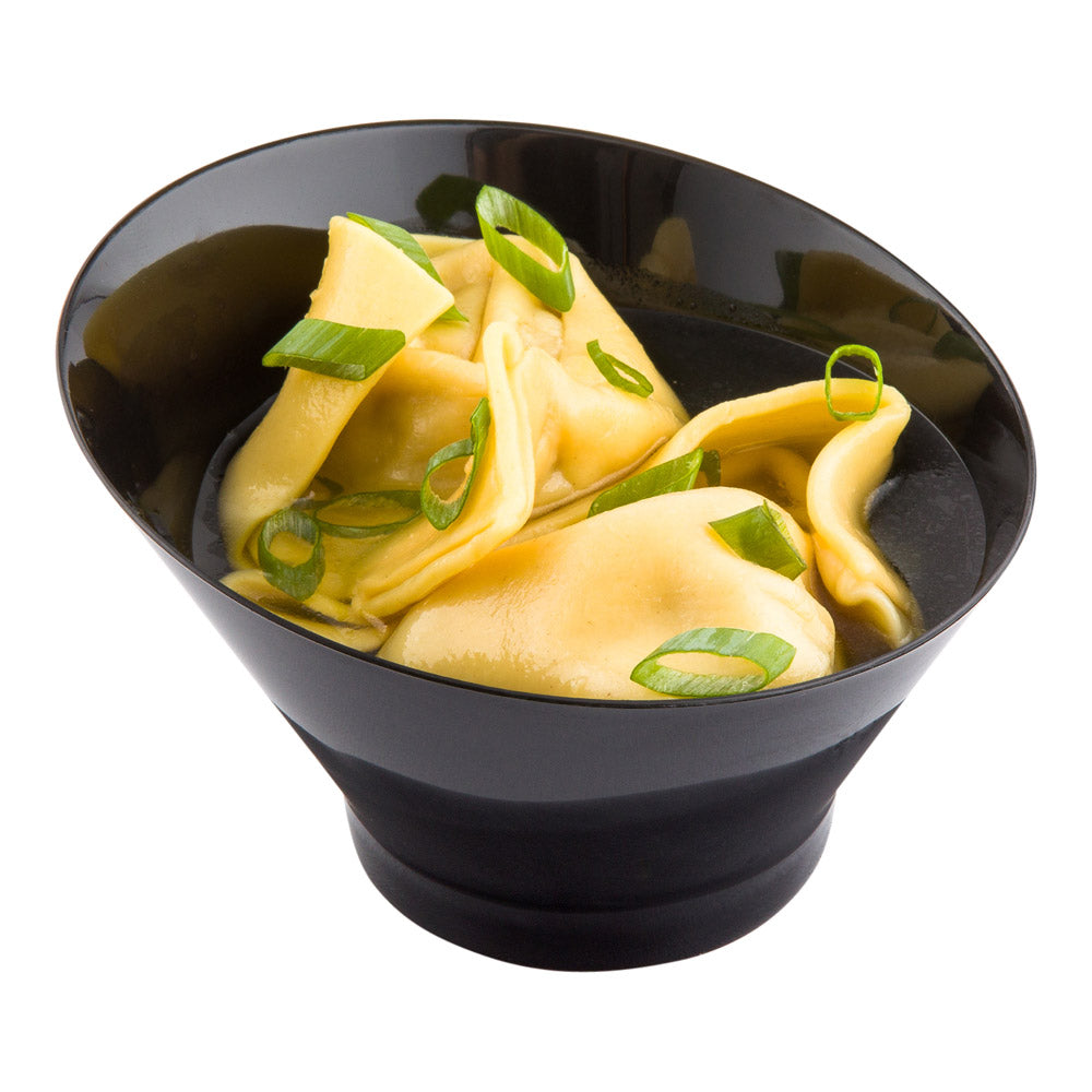 7 oz Round Black Plastic Incline Bowl - 4.25