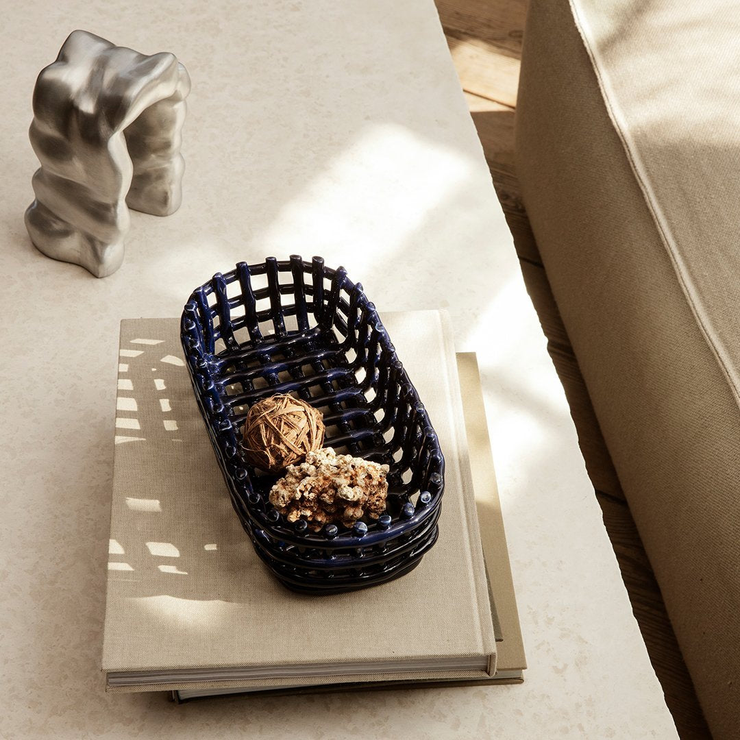 Premium Ceramic Basket - Elegant Oval Design for Home Decor, Kitchen Storage & Gift Giving | Perfect for Fruits, Bread, and Organizing Essentials