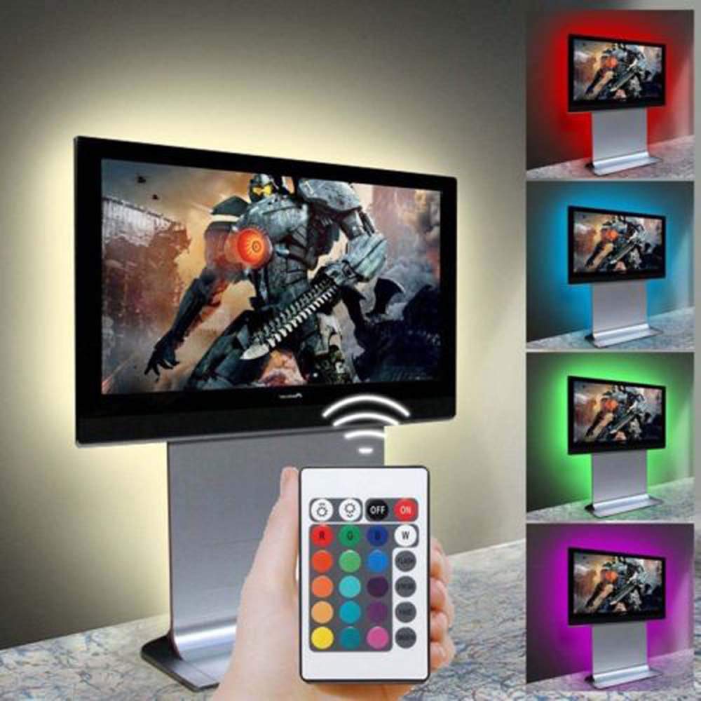 Aozhen 90 LED RGB Strip Lights - USB Powered Decorative Lighting for TV Background, Christmas, Outdoor & Indoor Decor - White Icicle Lights for Home, Party, and Holiday Ambiance