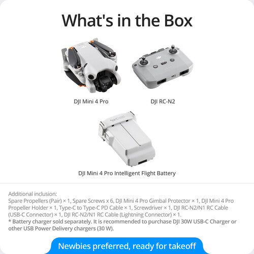 DJI Mini 4 Pro Drone with RC-N2 Remote Controller - 4K Ultra HD Camera, 34 Mins Flight Time, Under 249g, Foldable & Portable for Travel, Aerial Photography, and Outdoor Adventures